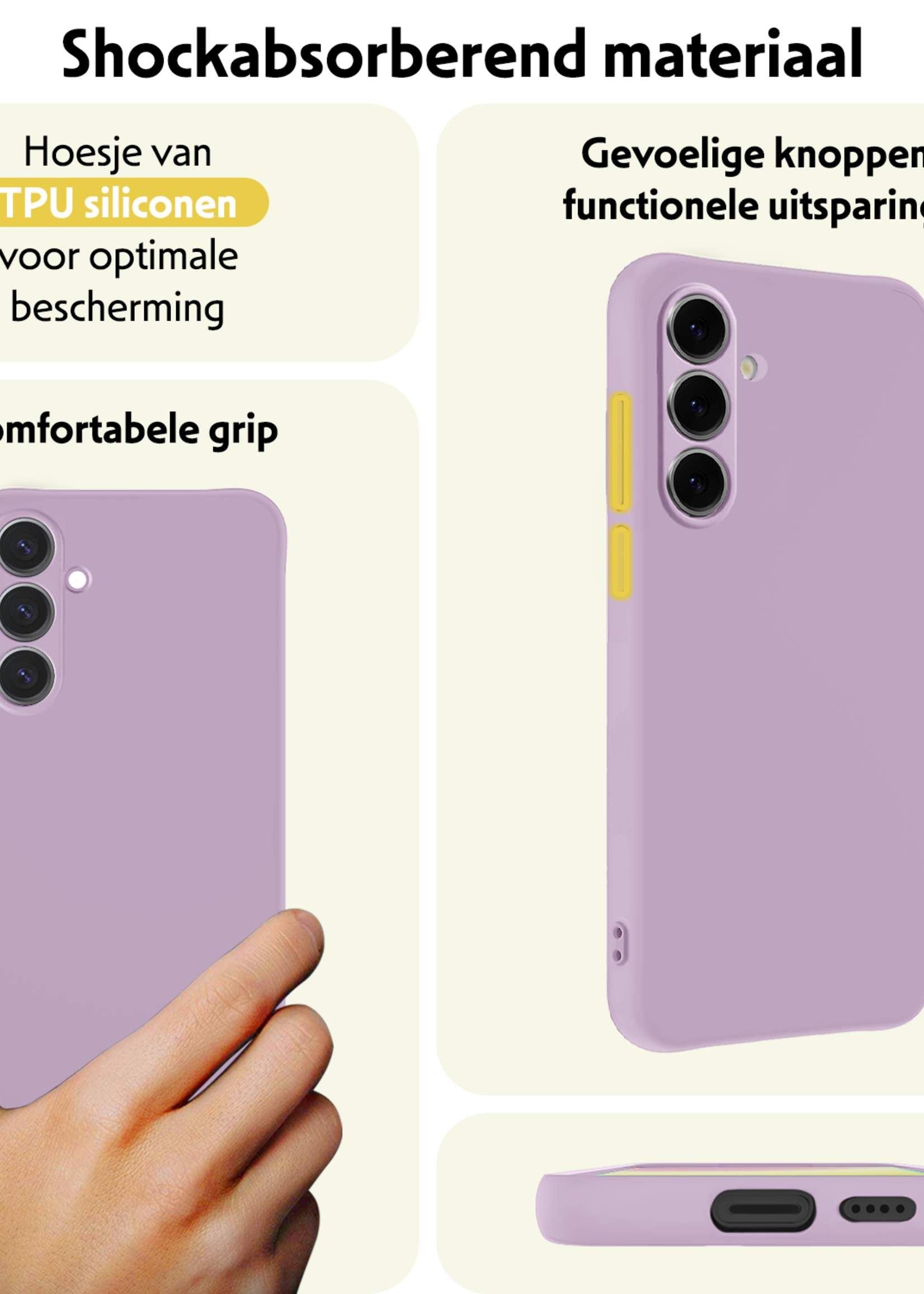 LUQ Hoesje Geschikt voor Samsung S24 FE Hoesje Siliconen Case - Hoes Geschikt voor Samsung Galaxy S24 FE Hoes Siliconen - Lila - 2 Stuks