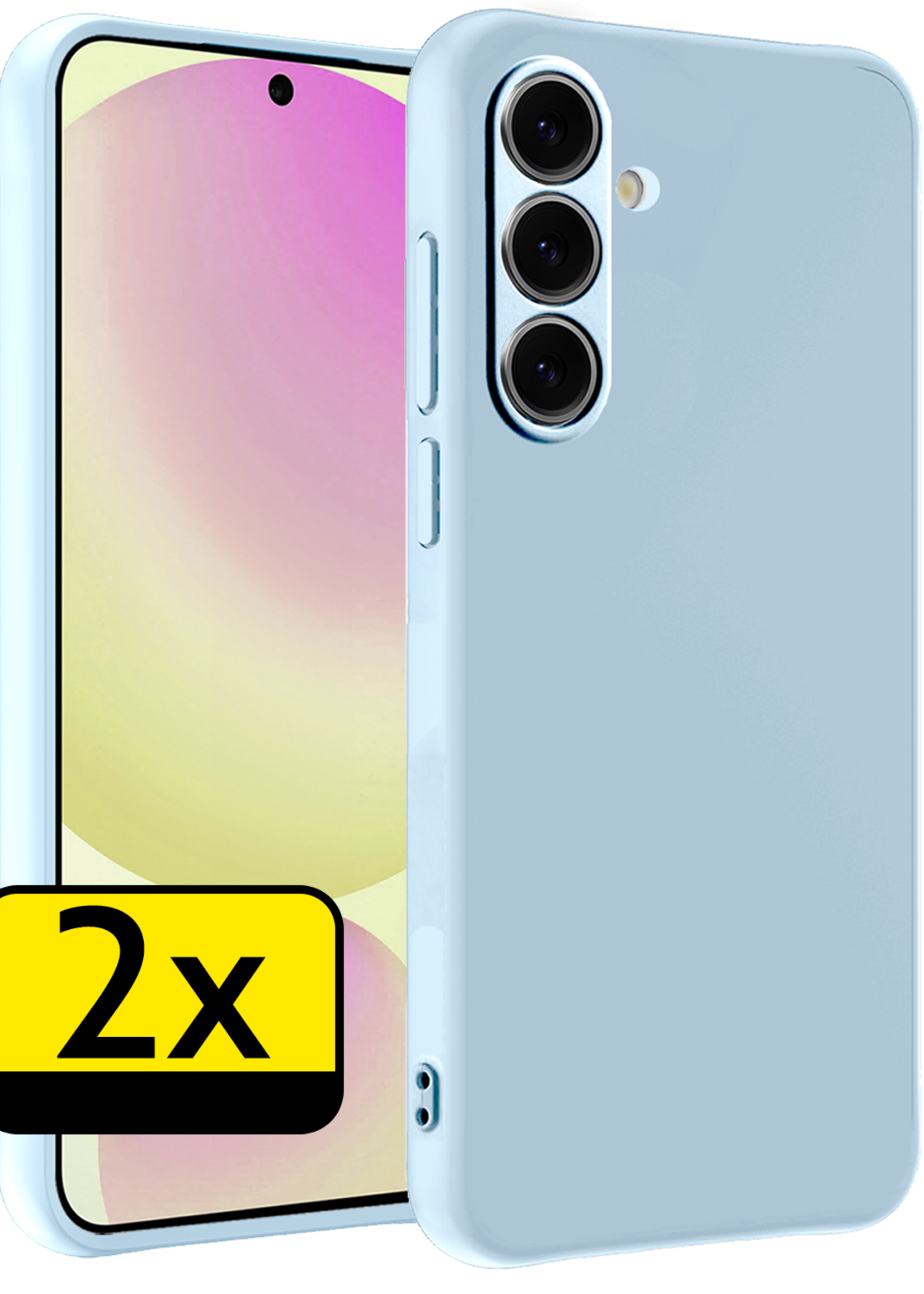 LUQ Hoesje Geschikt voor Samsung S24 FE Hoesje Siliconen Case - Hoes Geschikt voor Samsung Galaxy S24 FE Hoes Siliconen - Lichtblauw - 2 Stuks