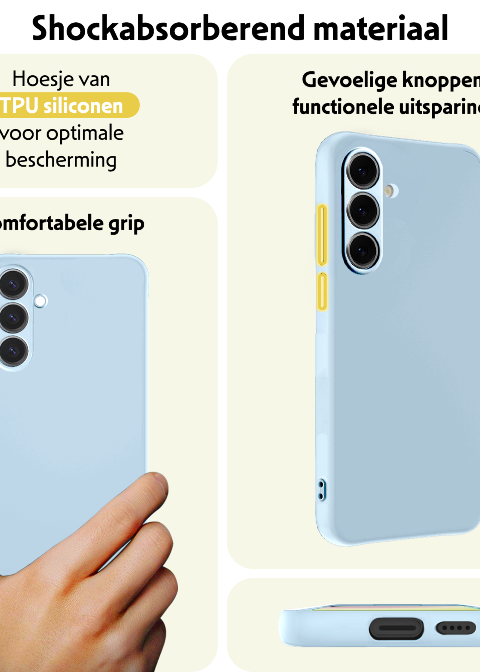 LUQ Hoesje Geschikt voor Samsung S24 FE Hoesje Siliconen Case - Hoes Geschikt voor Samsung Galaxy S24 FE Hoes Siliconen - Lichtblauw - 2 Stuks