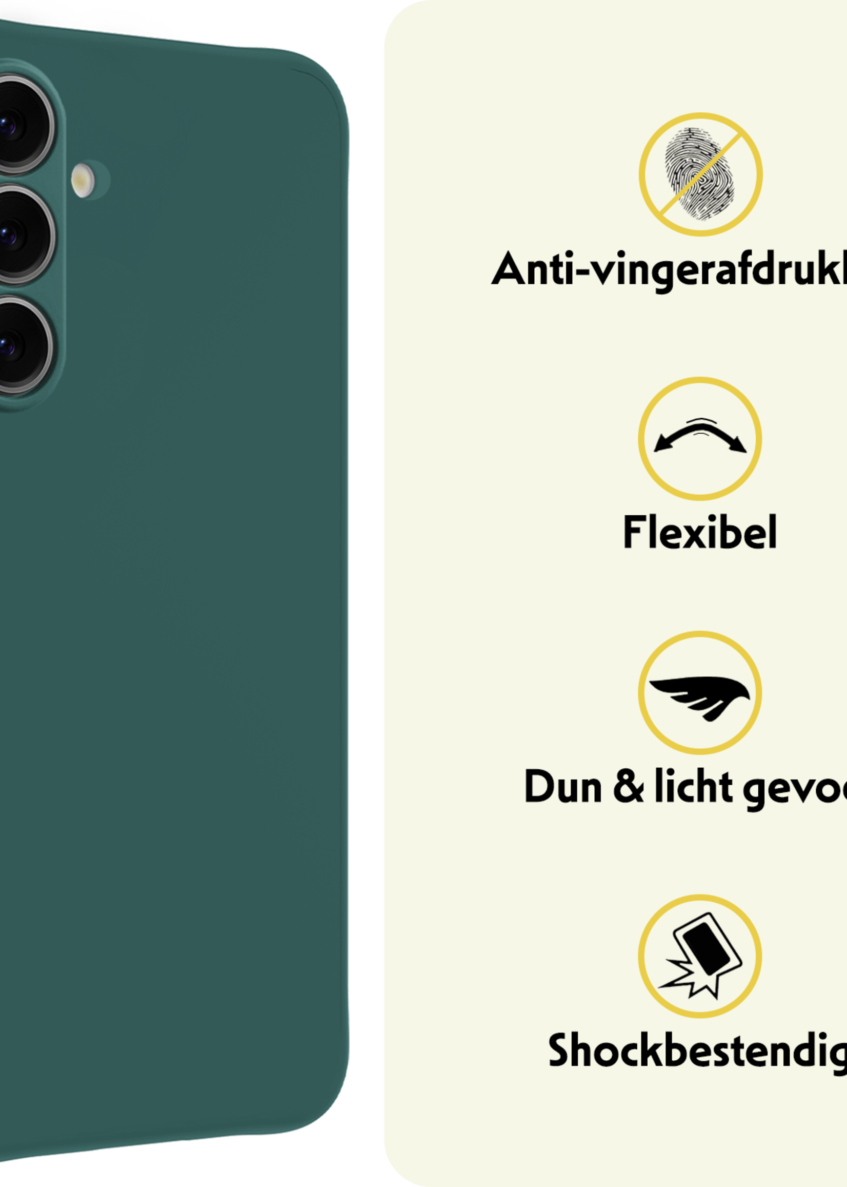 LUQ Hoesje Geschikt voor Samsung S24 FE Hoesje Siliconen Case - Hoes Geschikt voor Samsung Galaxy S24 FE Hoes Siliconen - Donkergroen - 2 Stuks