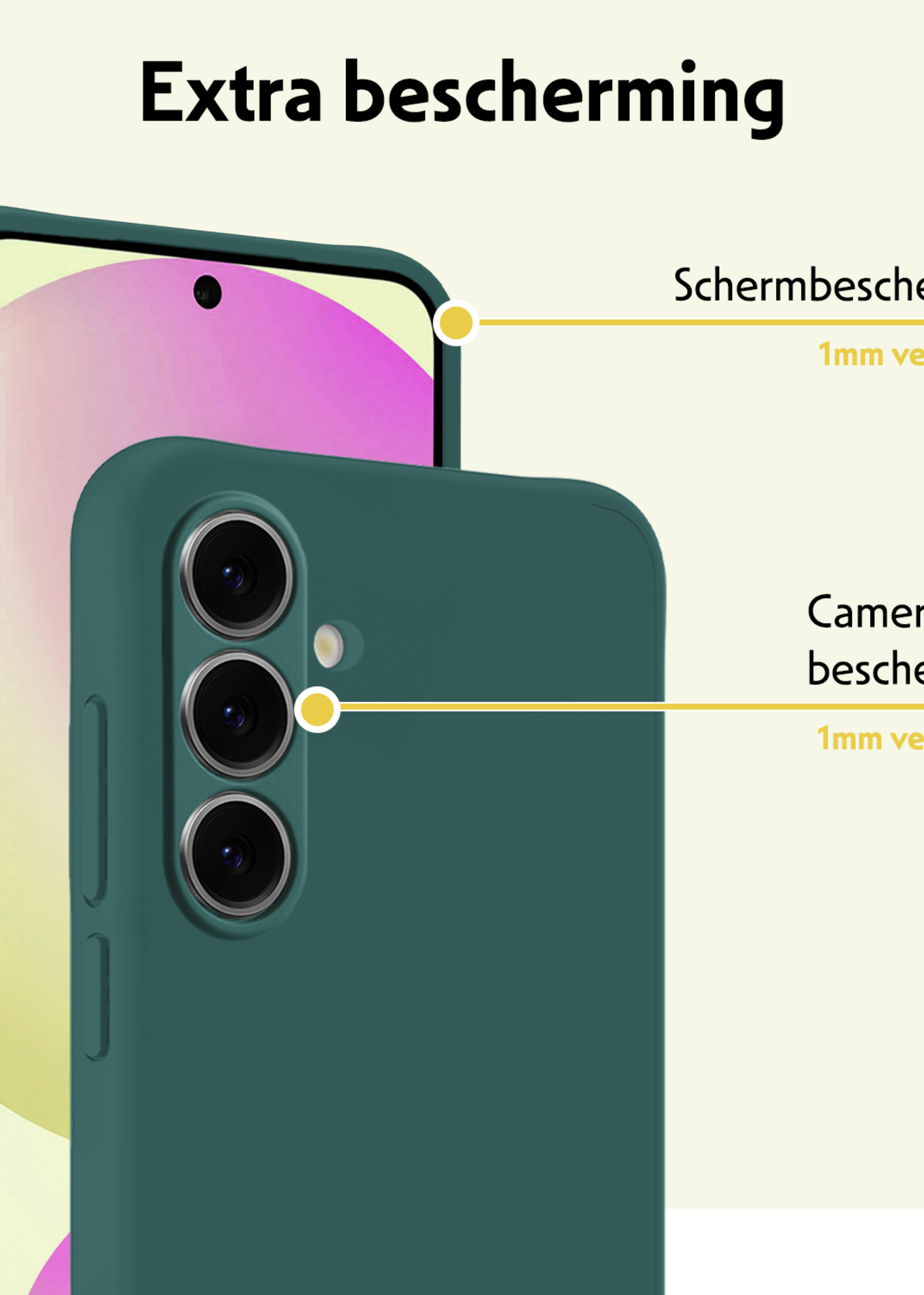 LUQ Hoesje Geschikt voor Samsung S24 FE Hoesje Siliconen Case - Hoes Geschikt voor Samsung Galaxy S24 FE Hoes Siliconen - Donkergroen - 2 Stuks