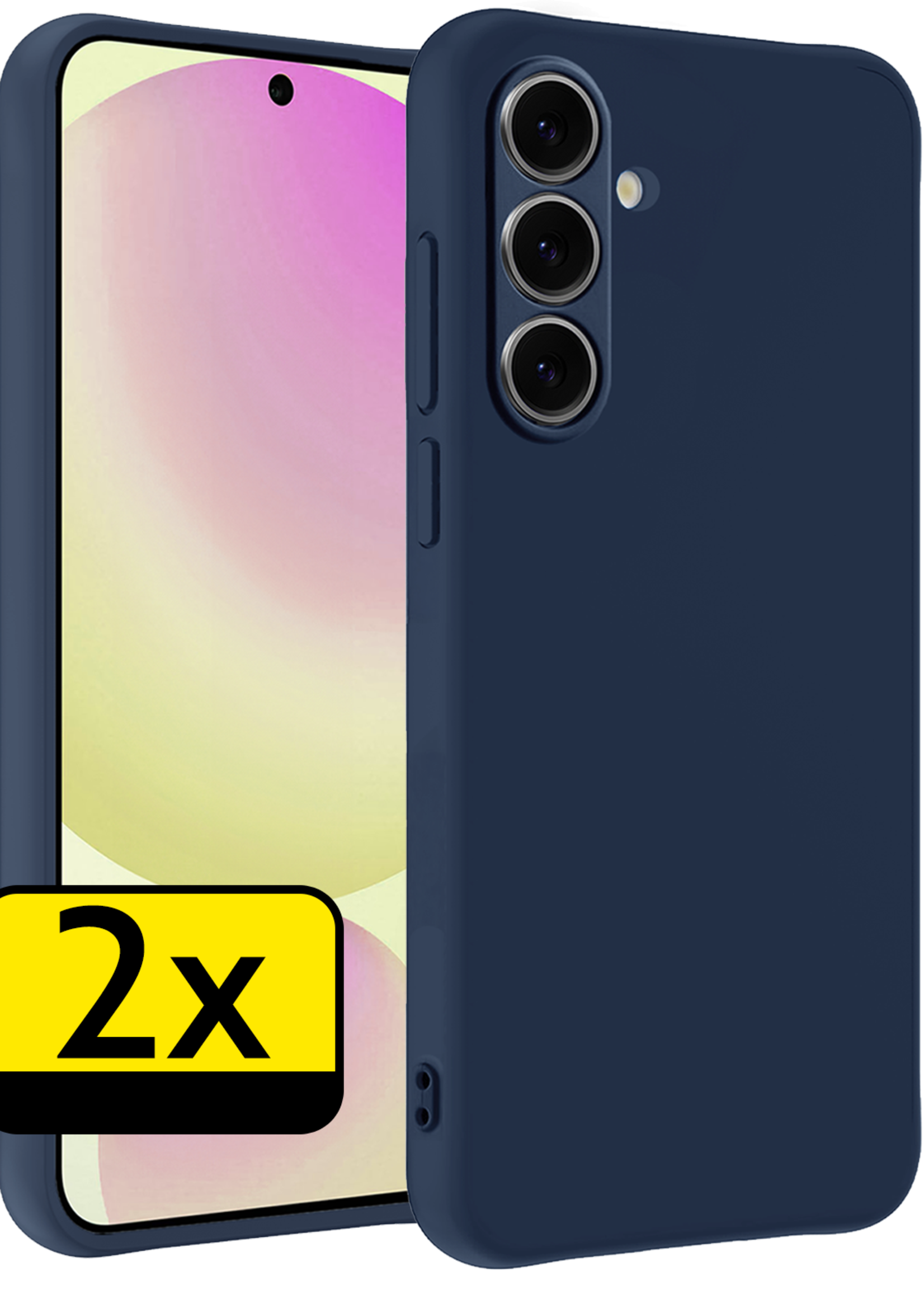 LUQ Hoesje Geschikt voor Samsung S24 FE Hoesje Siliconen Case - Hoes Geschikt voor Samsung Galaxy S24 FE Hoes Siliconen - Donkerblauw - 2 Stuks