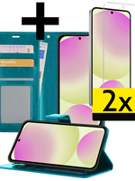 LUQ LUQ Samsung Galaxy S24 FE Hoesje Bookcase Met 2x Screenprotector - Turquoise