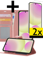 LUQ LUQ Samsung Galaxy S24 FE Hoesje Bookcase Met 2x Screenprotector - Rose Goud