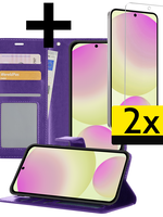 LUQ LUQ Samsung Galaxy S24 FE Hoesje Bookcase Met 2x Screenprotector - Paars