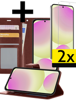 LUQ LUQ Samsung Galaxy S24 FE Hoesje Bookcase Met 2x Screenprotector - Bruin