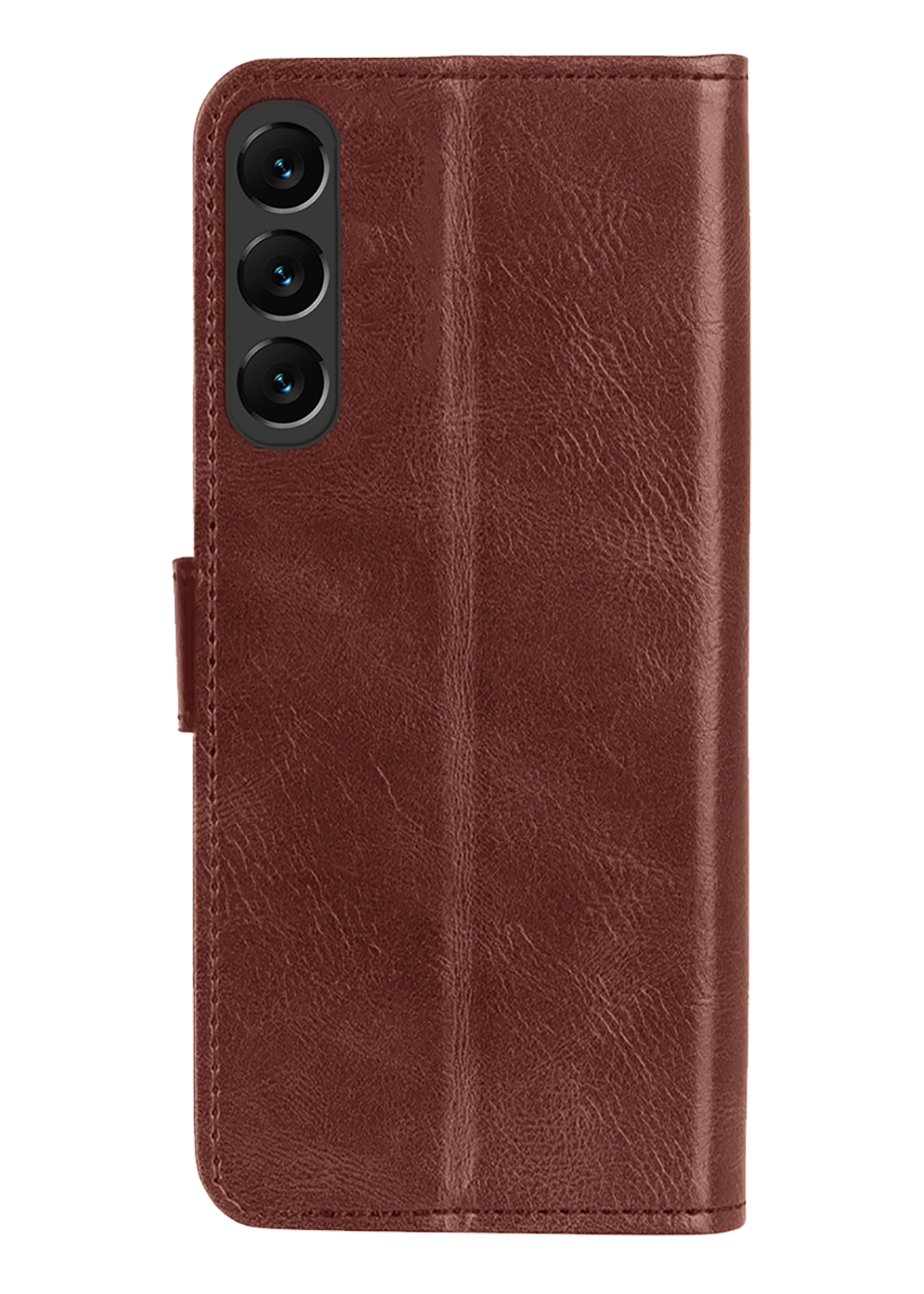 LUQ Hoesje Geschikt voor Samsung S24 FE Hoesje Book Case Hoes Wallet Cover Met 2x Screenprotector - Hoes Geschikt voor Samsung Galaxy S24 FE Hoesje Bookcase Hoes - Bruin