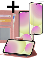 LUQ LUQ Samsung Galaxy S24 FE Hoesje Bookcase Met Screenprotector - Rose Goud