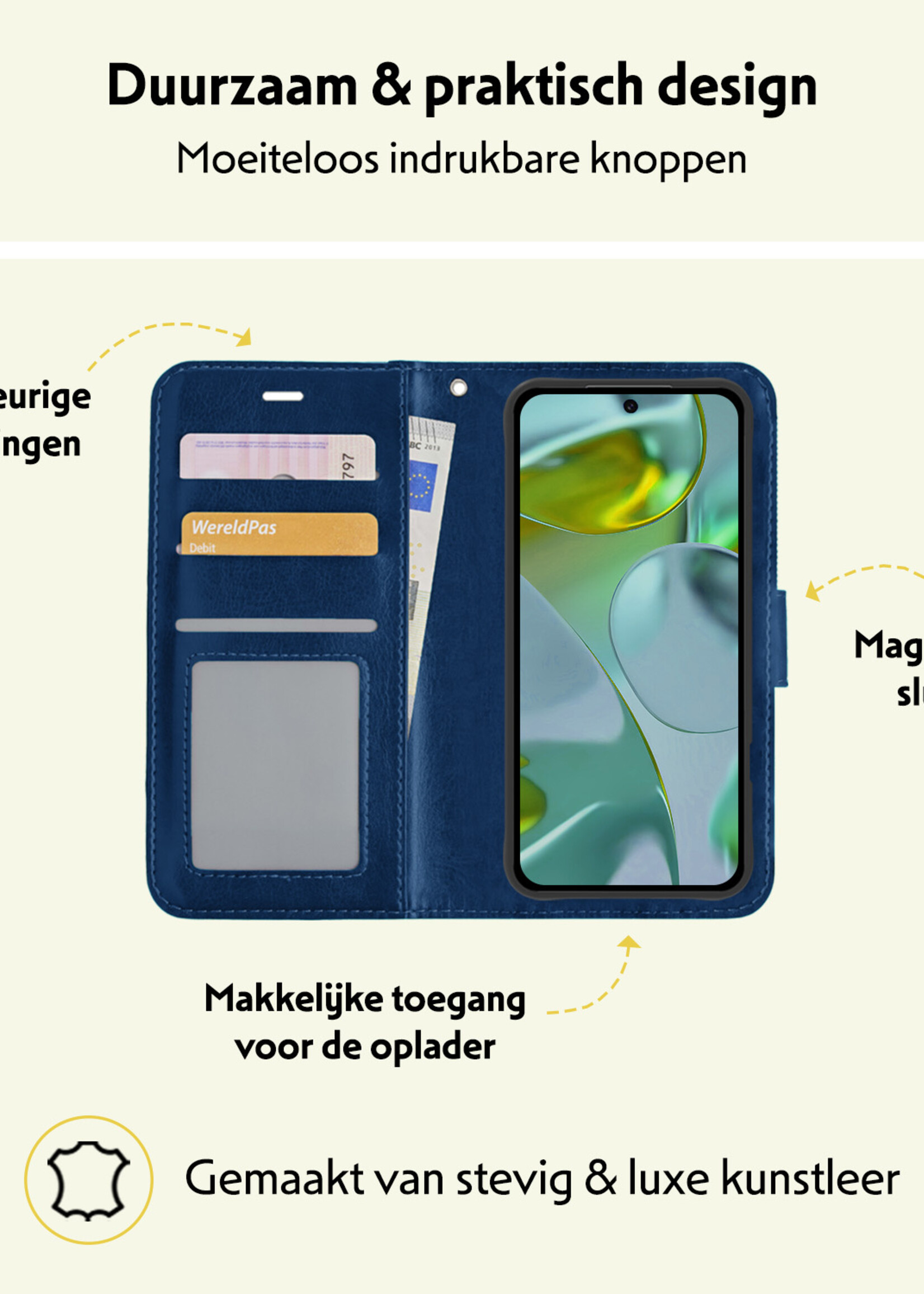 LUQ Hoesje Geschikt voor Google Pixel 9 Pro Hoesje Book Case Hoes Portemonnee Cover Walletcase - Hoes Geschikt voor Google Pixel 9 Pro Hoes Bookcase Hoesje - Donkerblauw