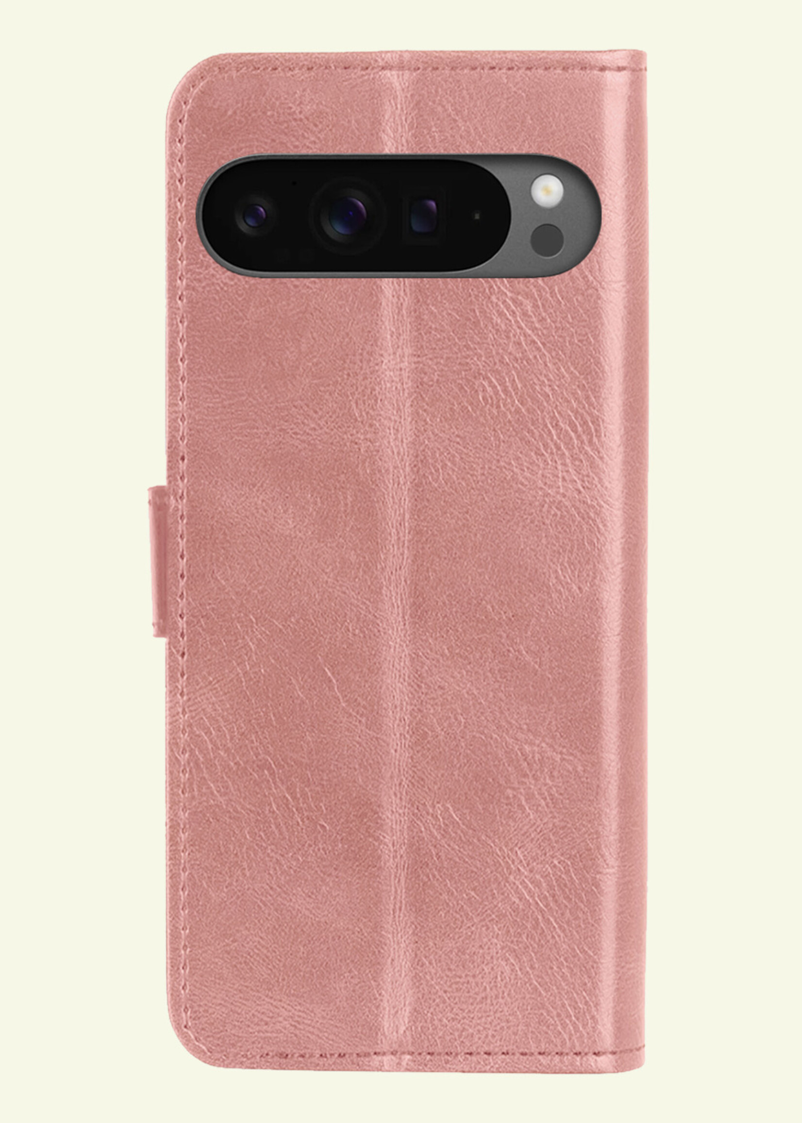 LUQ Hoesje Geschikt voor Google Pixel 9 Pro Hoesje Book Case Hoes Portemonnee Cover Walletcase Met 2x Screenprotector - Hoes Geschikt voor Google Pixel 9 Pro Hoes Bookcase Hoesje - Rosé goud
