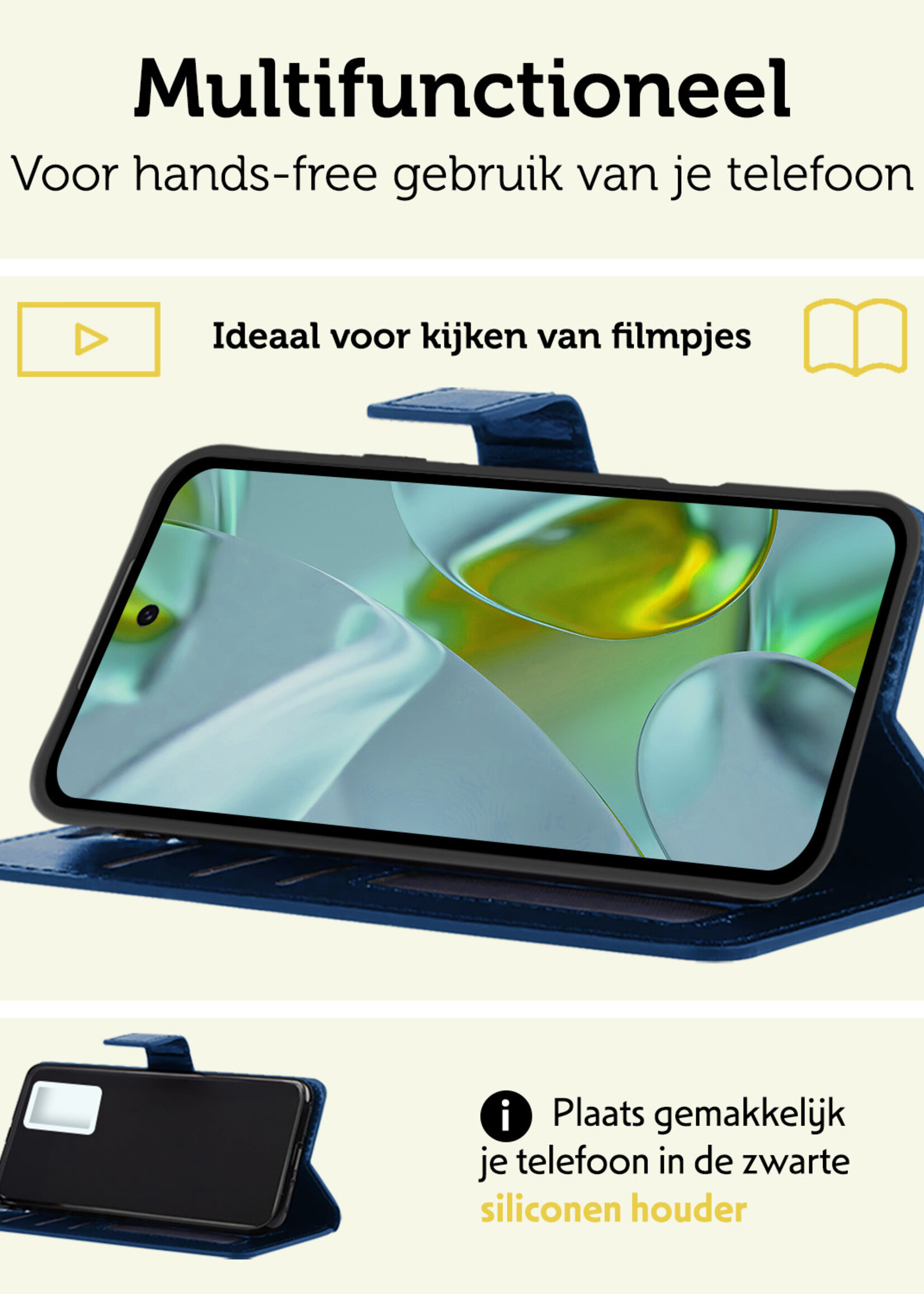 LUQ Hoesje Geschikt voor Google Pixel 9 Pro Hoesje Book Case Hoes Portemonnee Cover Walletcase Met Screenprotector - Hoes Geschikt voor Google Pixel 9 Pro Hoes Bookcase Hoesje - Donkerblauw