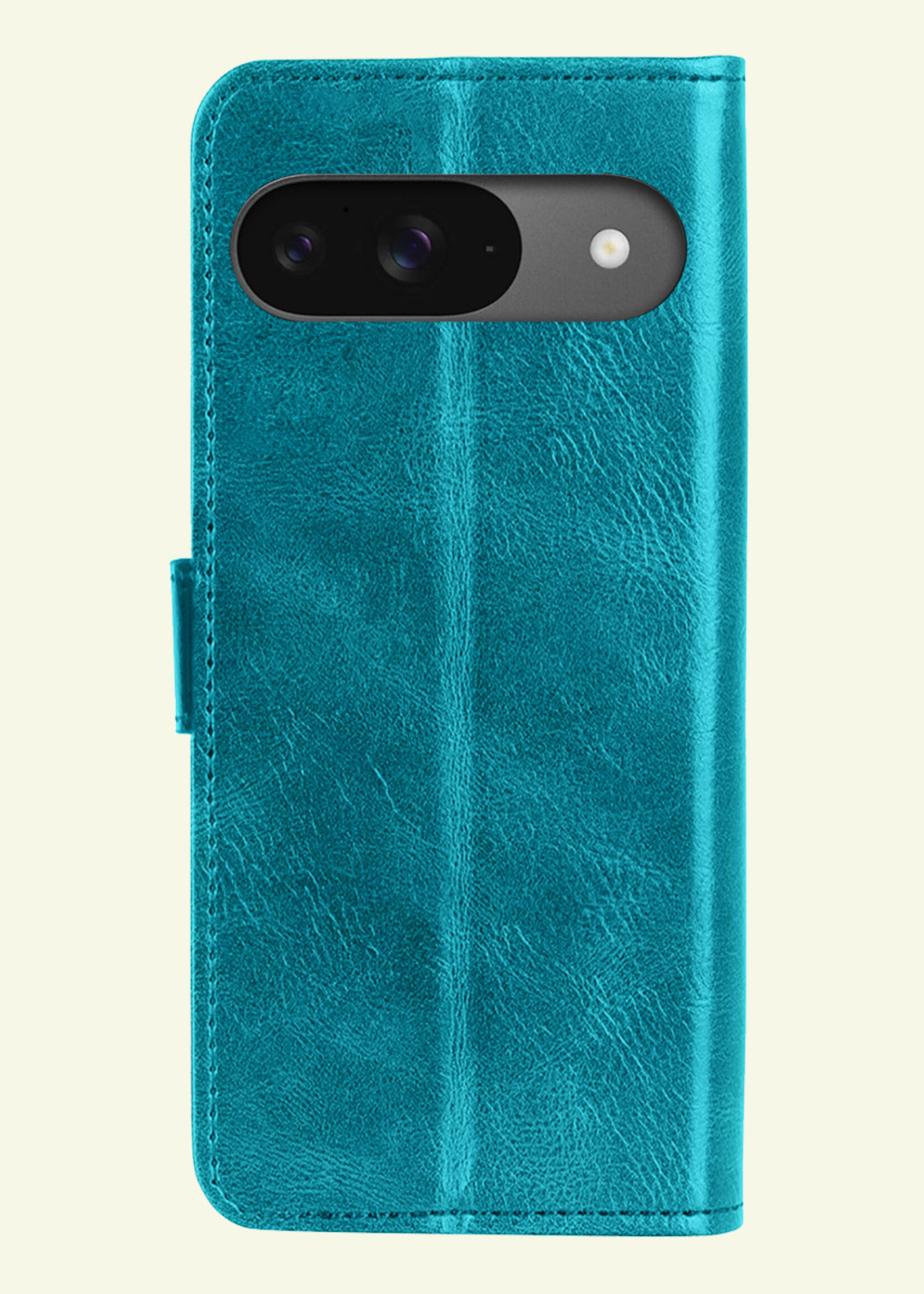 LUQ Hoesje Geschikt voor Google Pixel 9 Hoesje Book Case Hoes Portemonnee Cover Walletcase Met 2x Screenprotector - Hoes Geschikt voor Google Pixel 9 Hoes Bookcase Hoesje - Turquoise