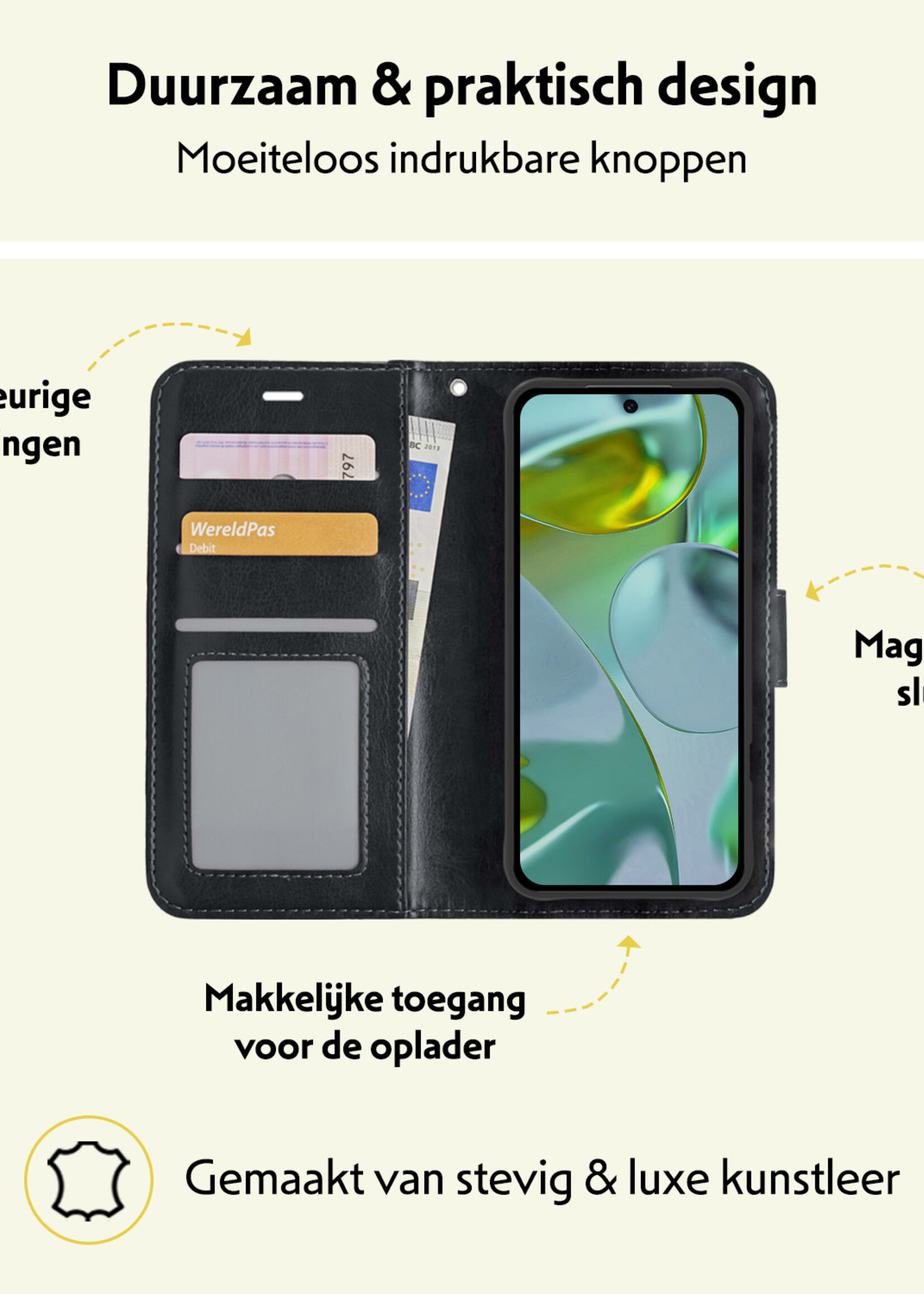 LUQ Hoesje Geschikt voor Google Pixel 9 Hoesje Book Case Hoes Portemonnee Cover Walletcase Met Screenprotector - Hoes Geschikt voor Google Pixel 9 Hoes Bookcase Hoesje - Zwart