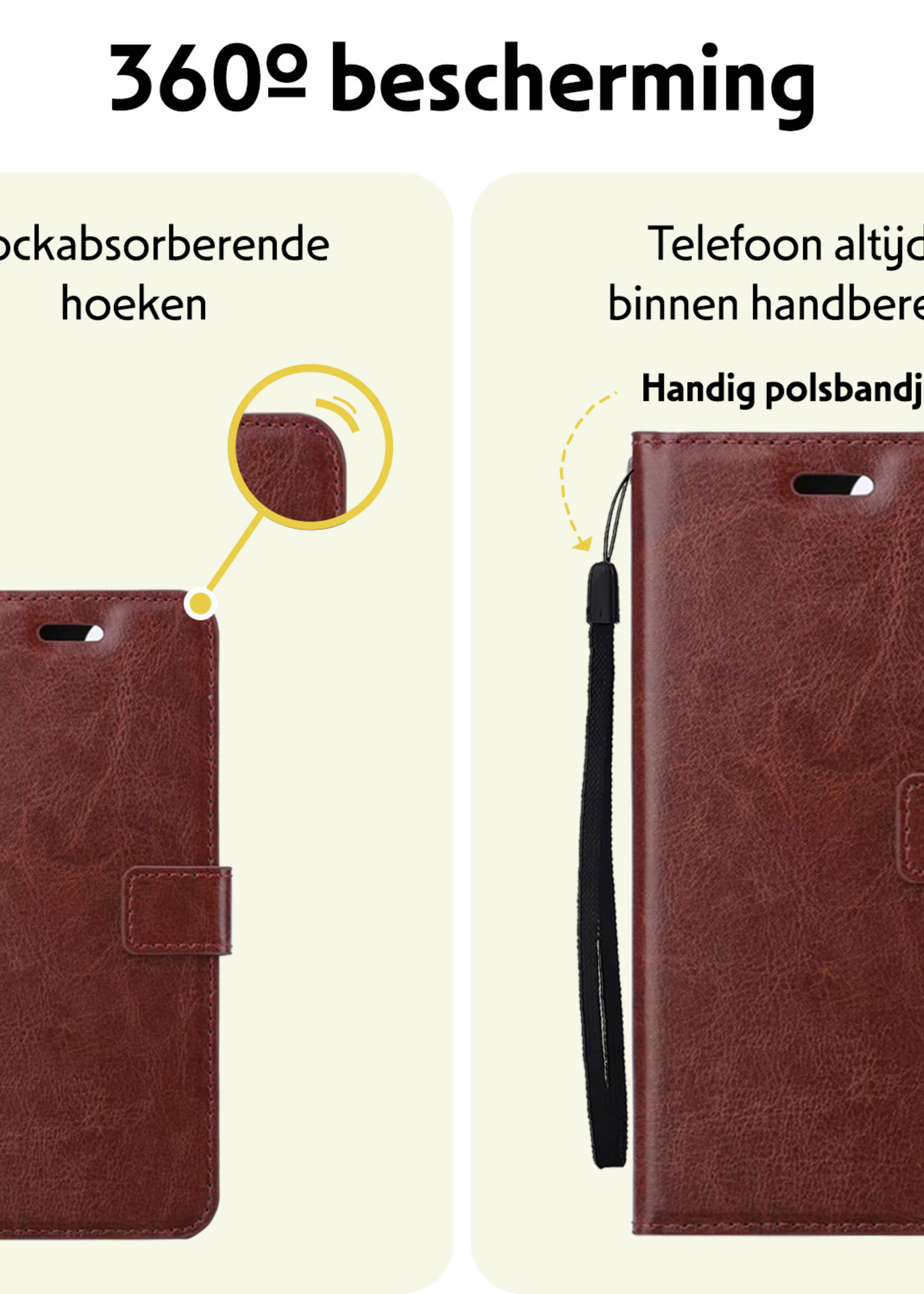 LUQ Hoesje Geschikt voor Google Pixel 9 Hoesje Book Case Hoes Portemonnee Cover Walletcase Met Screenprotector - Hoes Geschikt voor Google Pixel 9 Hoes Bookcase Hoesje - Bruin
