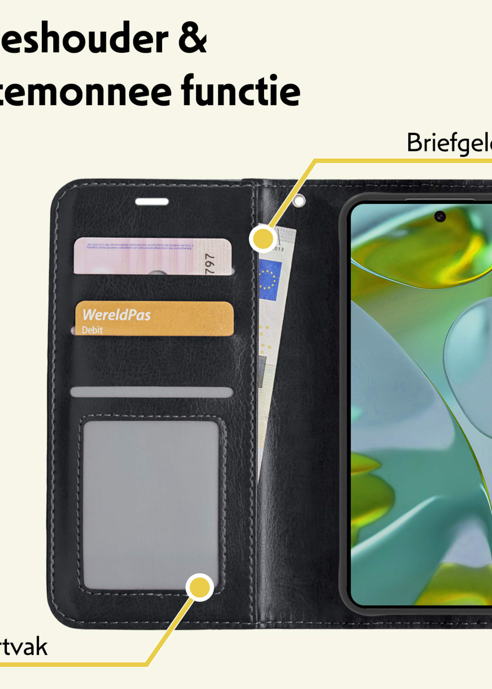 LUQ Hoesje Geschikt voor Google Pixel 9 Hoesje Book Case Hoes Portemonnee Cover Walletcase - Hoes Geschikt voor Google Pixel 9 Hoes Bookcase Hoesje - Zwart