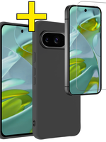 LUQ LUQ Google Pixel 9 Hoesje Siliconen Met Screenprotector - Zwart