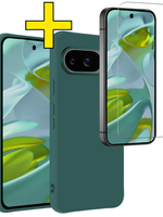 LUQ LUQ Google Pixel 9 Hoesje Siliconen Met Screenprotector - Donkergroen