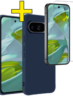 LUQ LUQ Google Pixel 9 Hoesje Siliconen Met Screenprotector - Donkerblauw