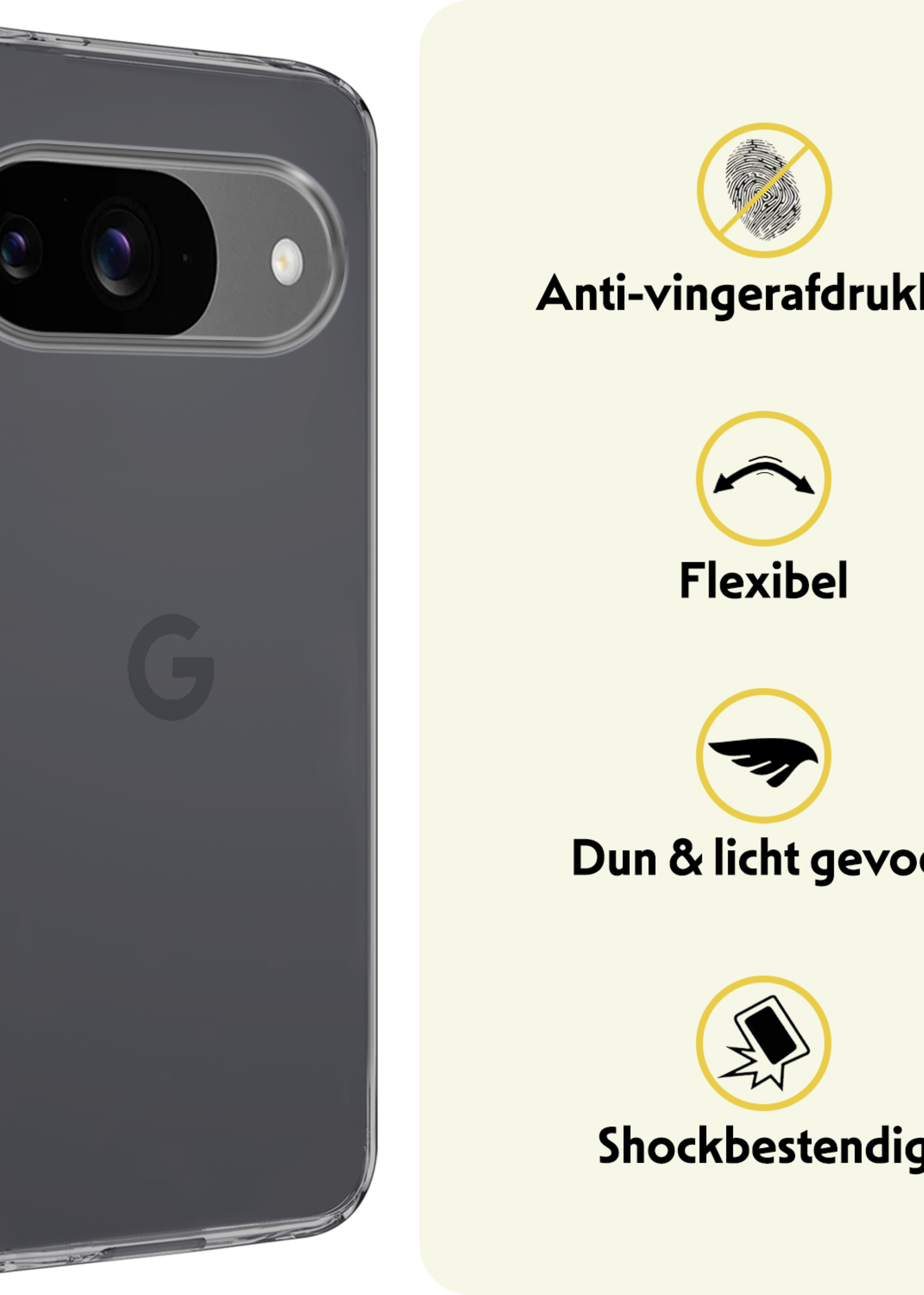 LUQ Hoesje Geschikt voor Google Pixel 9 Hoesje Siliconen Case Hoes - Hoes Geschikt voor Google Pixel 9 Hoes Cover Case - Transparant