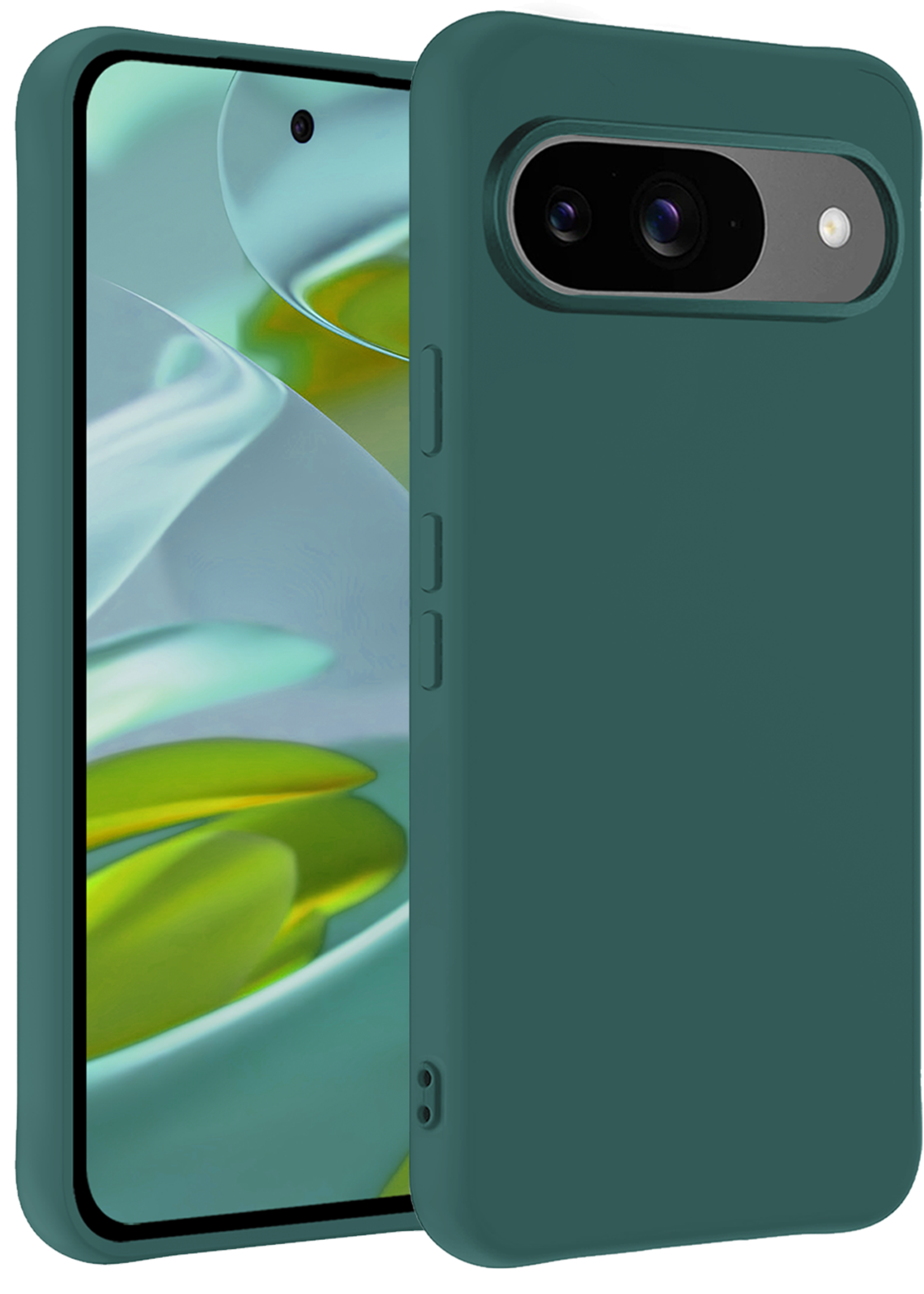 LUQ Hoesje Geschikt voor Google Pixel 9 Hoesje Siliconen Case Hoes - Hoes Geschikt voor Google Pixel 9 Hoes Cover Case - Donkergroen