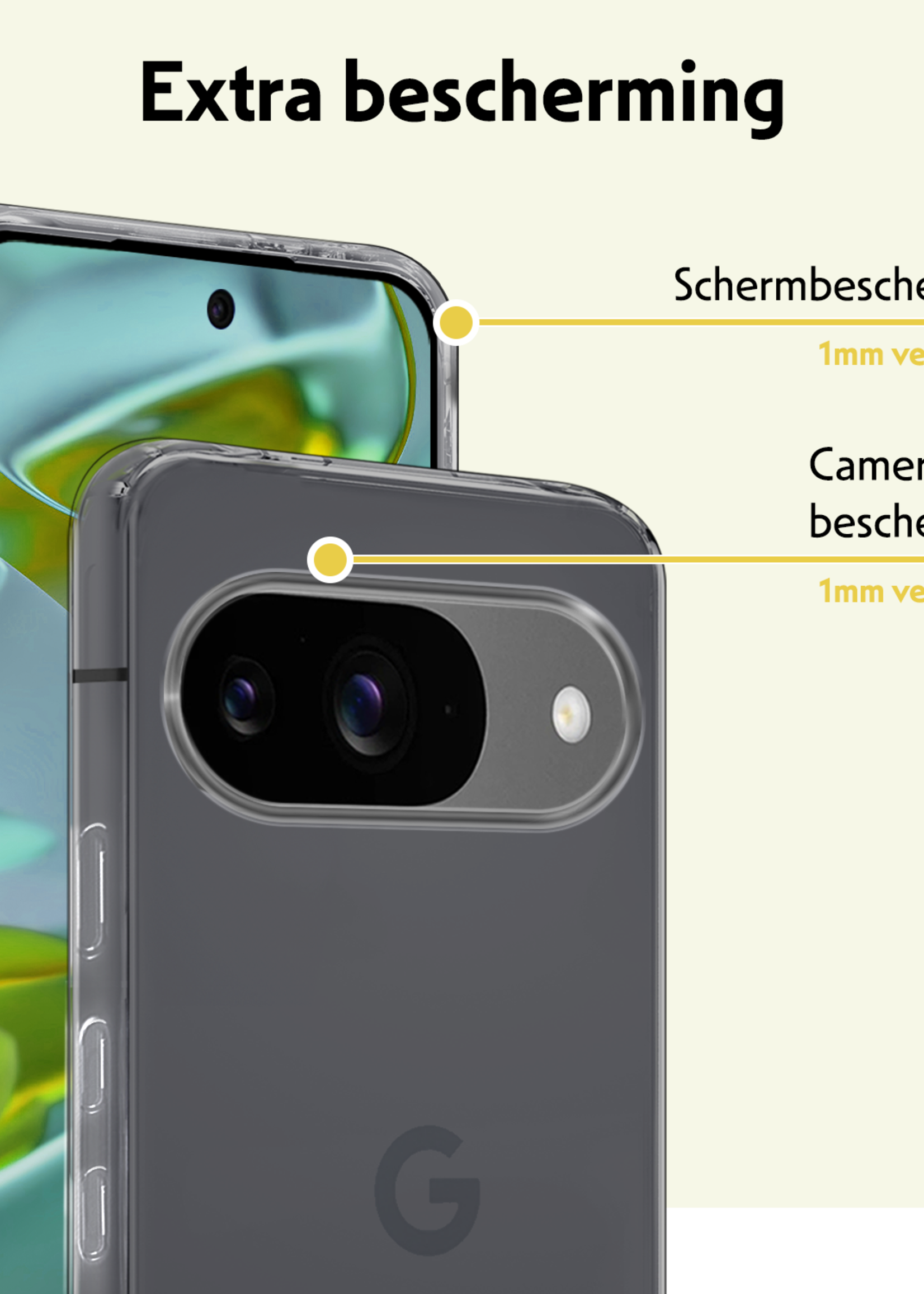 LUQ Hoesje Geschikt voor Google Pixel 9 Hoesje Siliconen Case Hoes - Hoes Geschikt voor Google Pixel 9 Hoes Cover Case - Transparant - 2 PACK