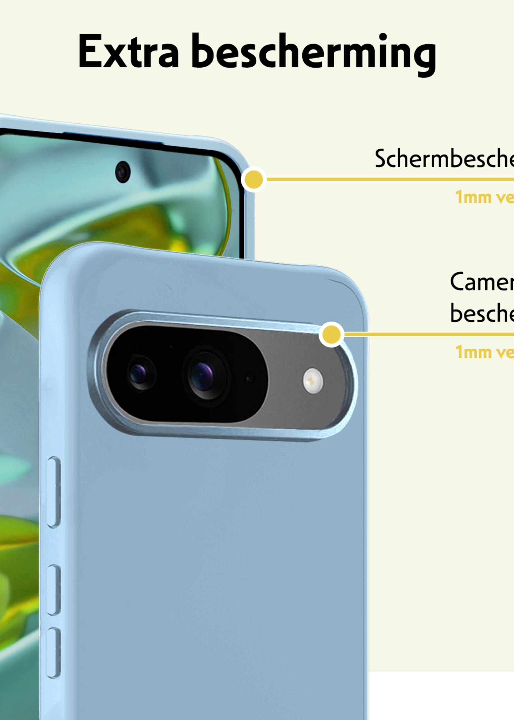 LUQ Hoesje Geschikt voor Google Pixel 9 Hoesje Siliconen Case Hoes - Hoes Geschikt voor Google Pixel 9 Hoes Cover Case - Lichtblauw - 2 PACK