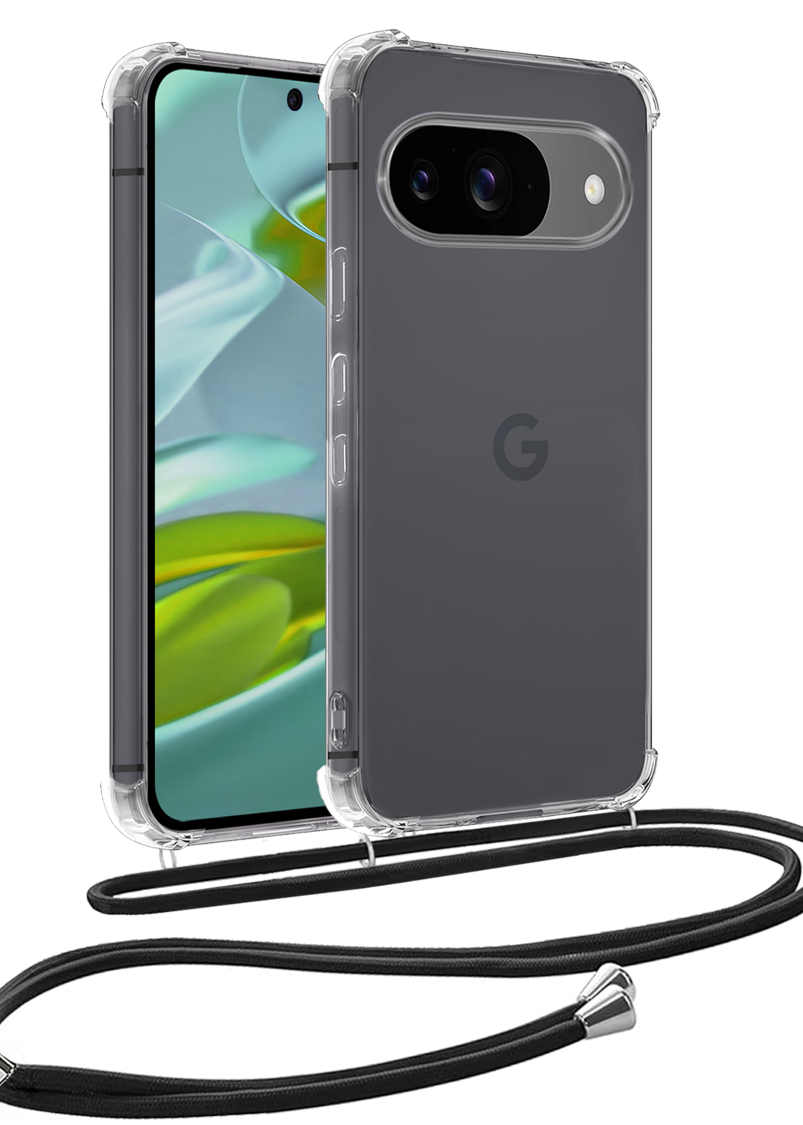 LUQ Hoesje Geschikt voor Google Pixel 9 Hoesje Siliconen Shock Proof Hoesje Met Koord Case Met Telefoonkoord - Hoes Geschikt voor Google Pixel 9 Hoesje Cover Shockproof Met Koord - Transparant