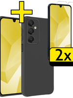 LUQ LUQ Samsung Galaxy A16 Hoesje Siliconen Met 2x Screenprotector - Zwart