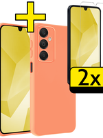 LUQ LUQ Samsung Galaxy A16 Hoesje Siliconen Met 2x Screenprotector - Perzik