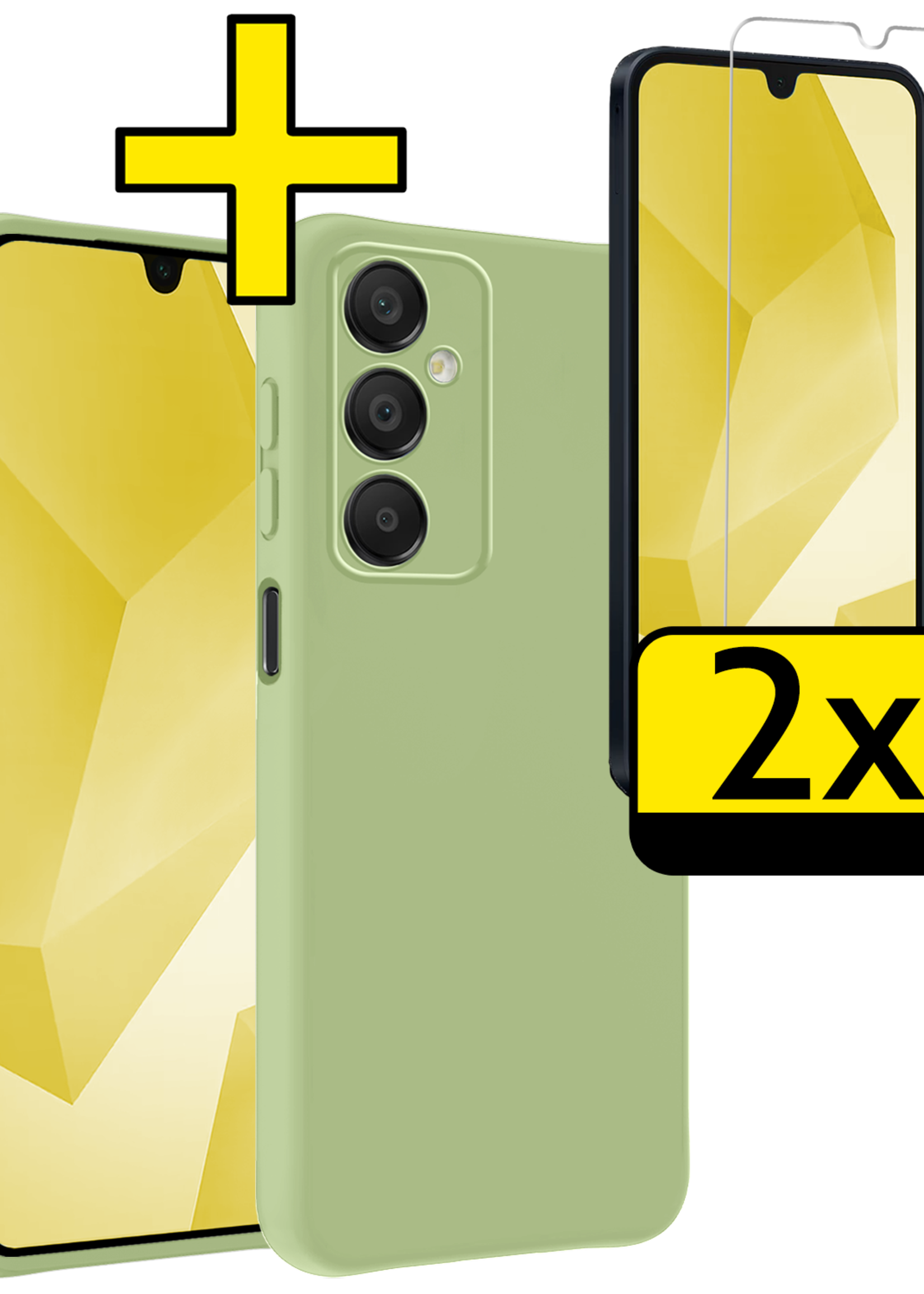 LUQ Hoesje Geschikt voor Samsung A16 Hoesje Siliconen Case Met 2x Screenprotector - Hoes Geschikt voor Samsung Galaxy A16 Hoes Siliconen - Groen