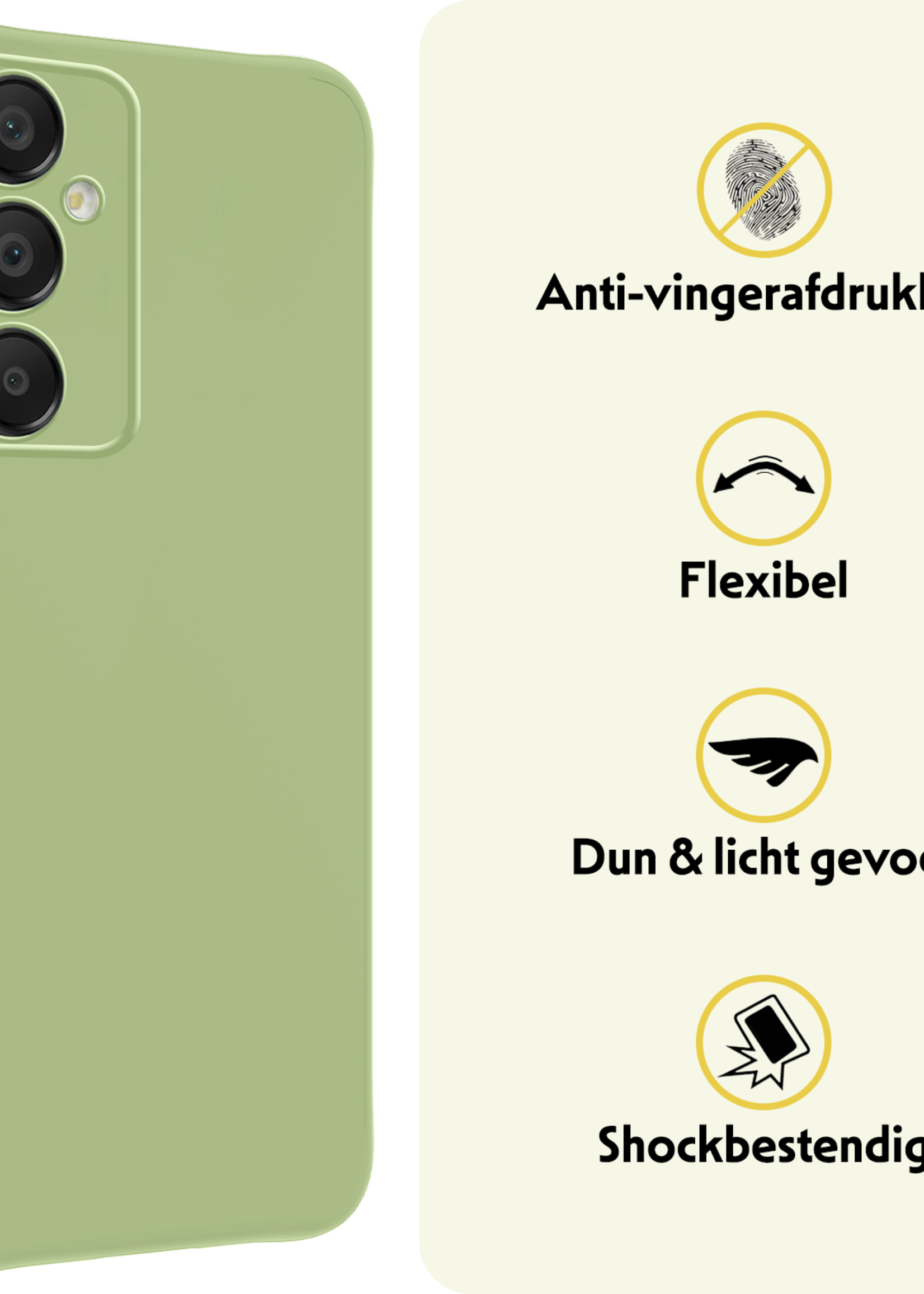 LUQ Hoesje Geschikt voor Samsung A16 Hoesje Siliconen Case Met 2x Screenprotector - Hoes Geschikt voor Samsung Galaxy A16 Hoes Siliconen - Groen