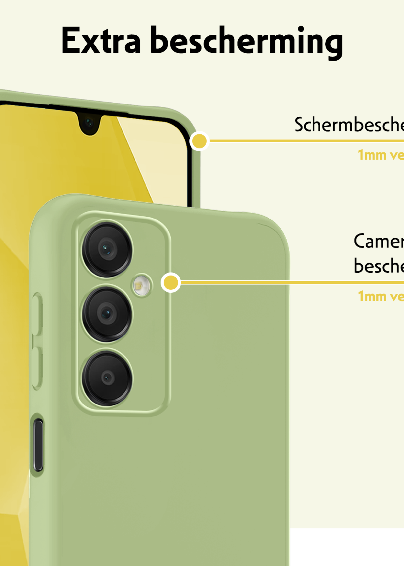 LUQ Hoesje Geschikt voor Samsung A16 Hoesje Siliconen Case Met 2x Screenprotector - Hoes Geschikt voor Samsung Galaxy A16 Hoes Siliconen - Groen