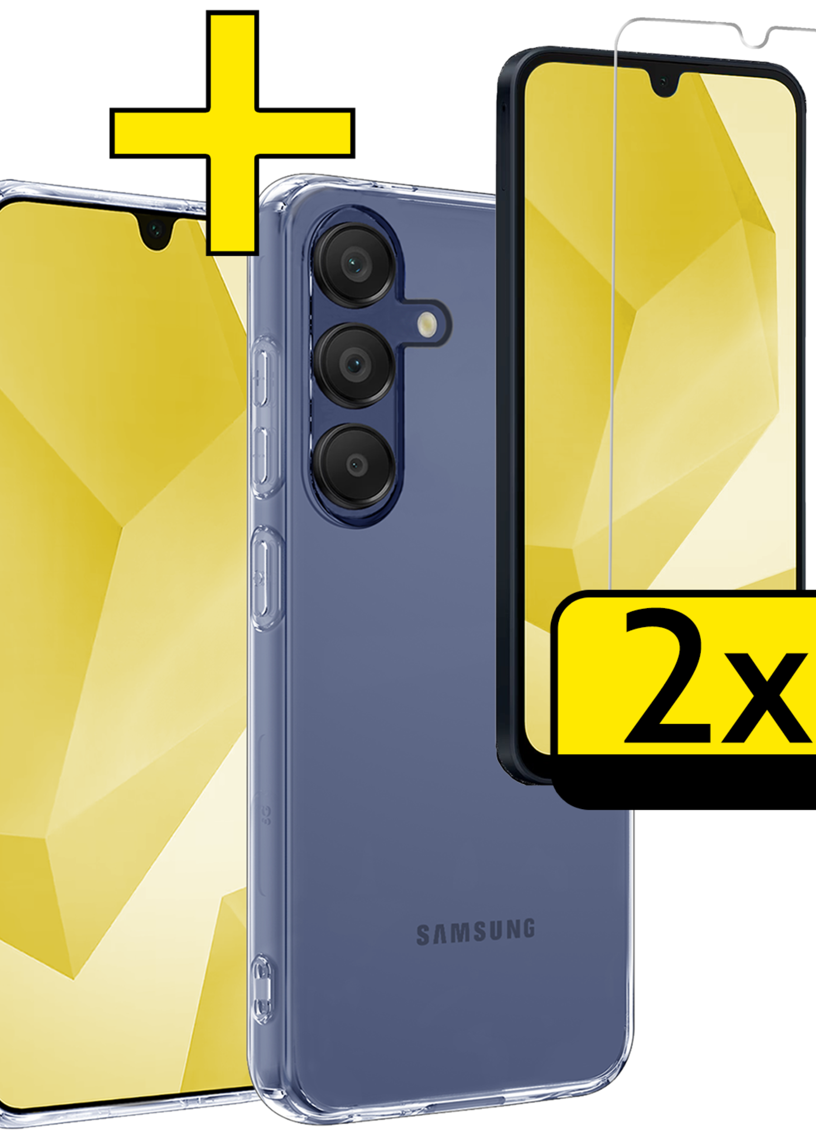 LUQ Hoesje Geschikt voor Samsung A16 Hoesje Siliconen Case Met 2x Screenprotector - Hoes Geschikt voor Samsung Galaxy A16 Hoes Siliconen - Transparant