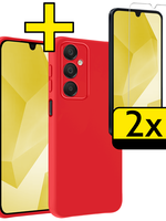 LUQ LUQ Samsung Galaxy A16 Hoesje Siliconen Met 2x Screenprotector - Rood