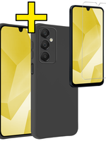 LUQ LUQ Samsung Galaxy A16 Hoesje Siliconen Met Screenprotector - Zwart