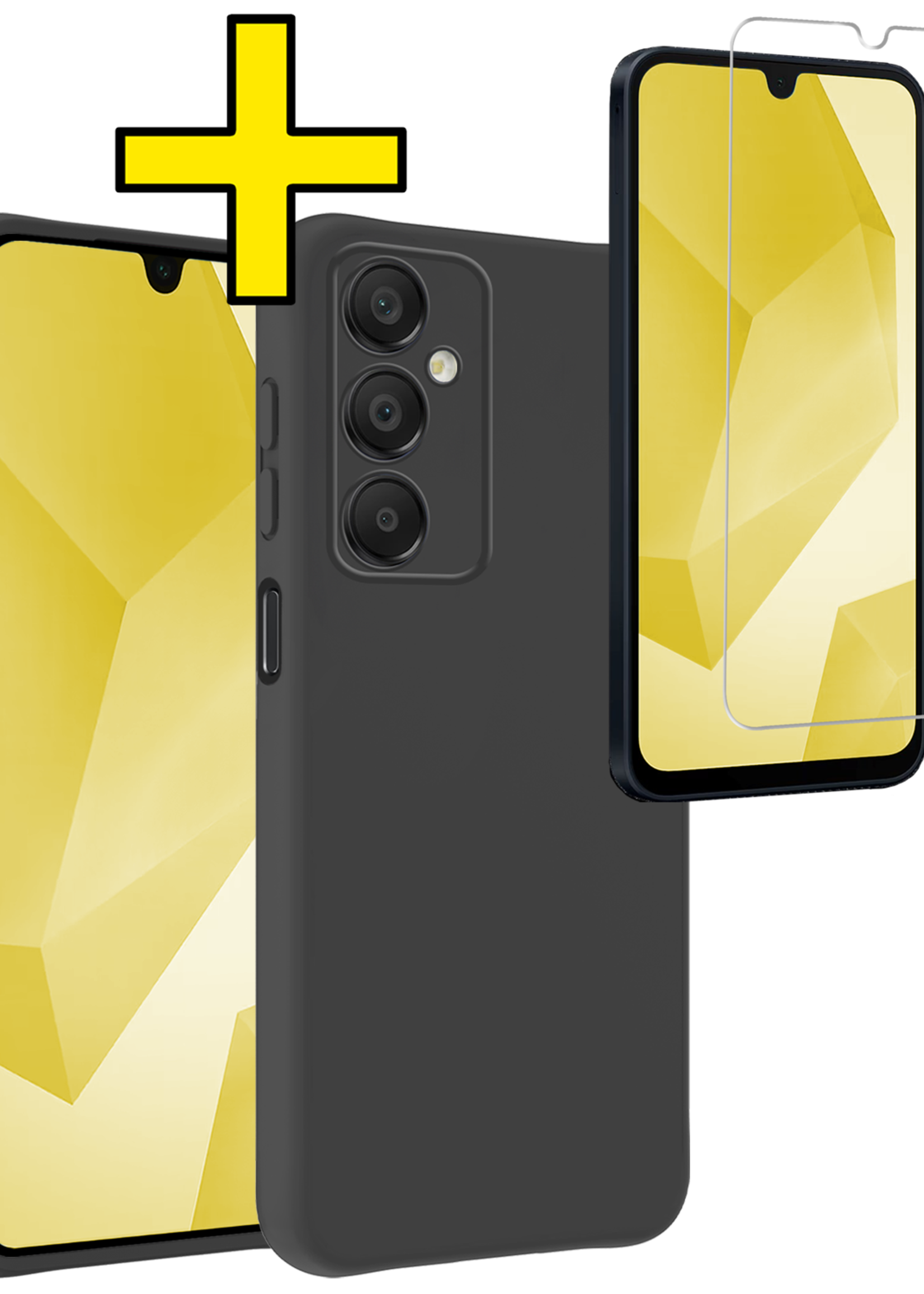 LUQ Hoesje Geschikt voor Samsung A16 Hoesje Siliconen Case Met Screenprotector - Hoes Geschikt voor Samsung Galaxy A16 Hoes Siliconen - Zwart