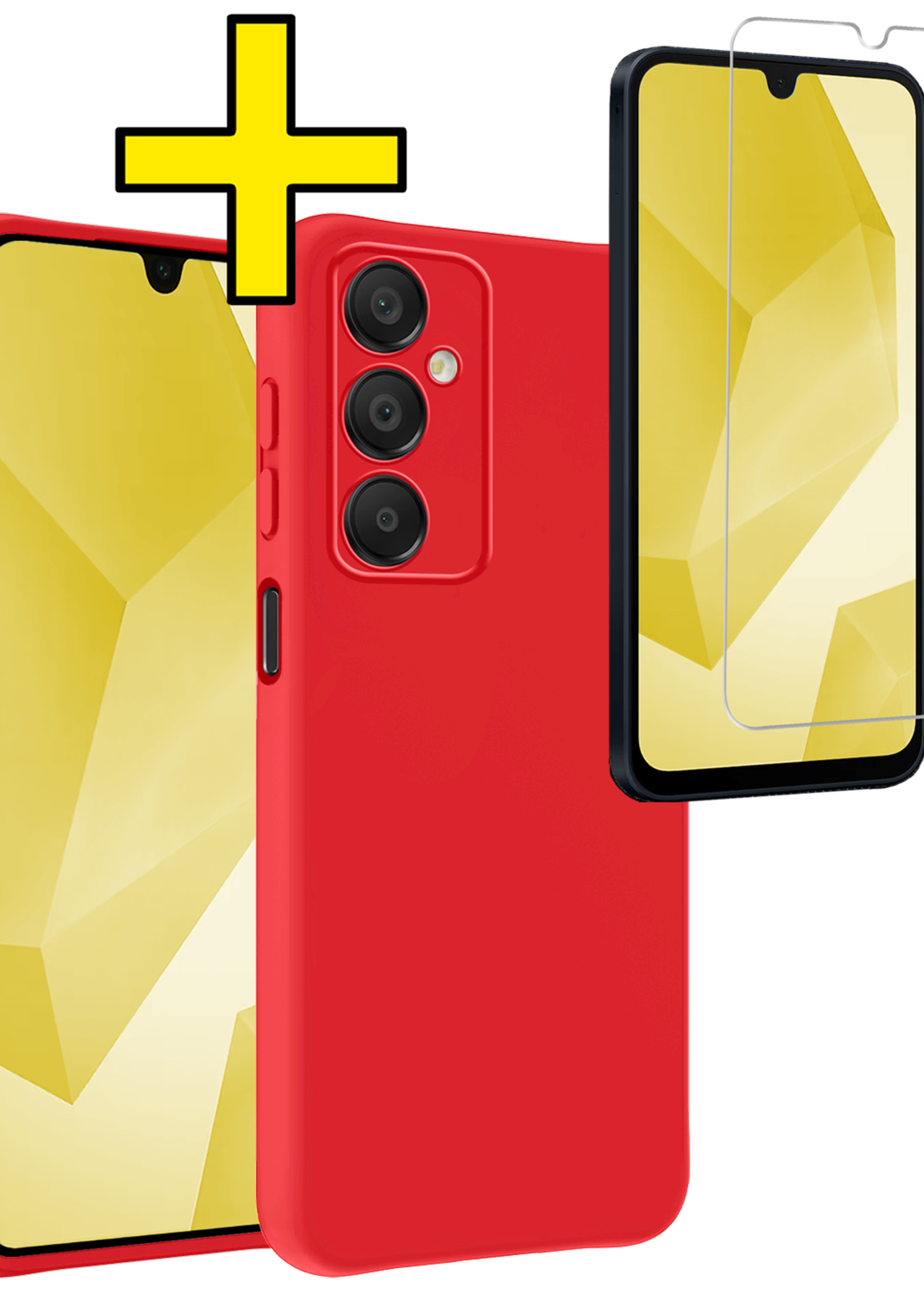 LUQ Hoesje Geschikt voor Samsung A16 Hoesje Siliconen Case Met Screenprotector - Hoes Geschikt voor Samsung Galaxy A16 Hoes Siliconen - Rood
