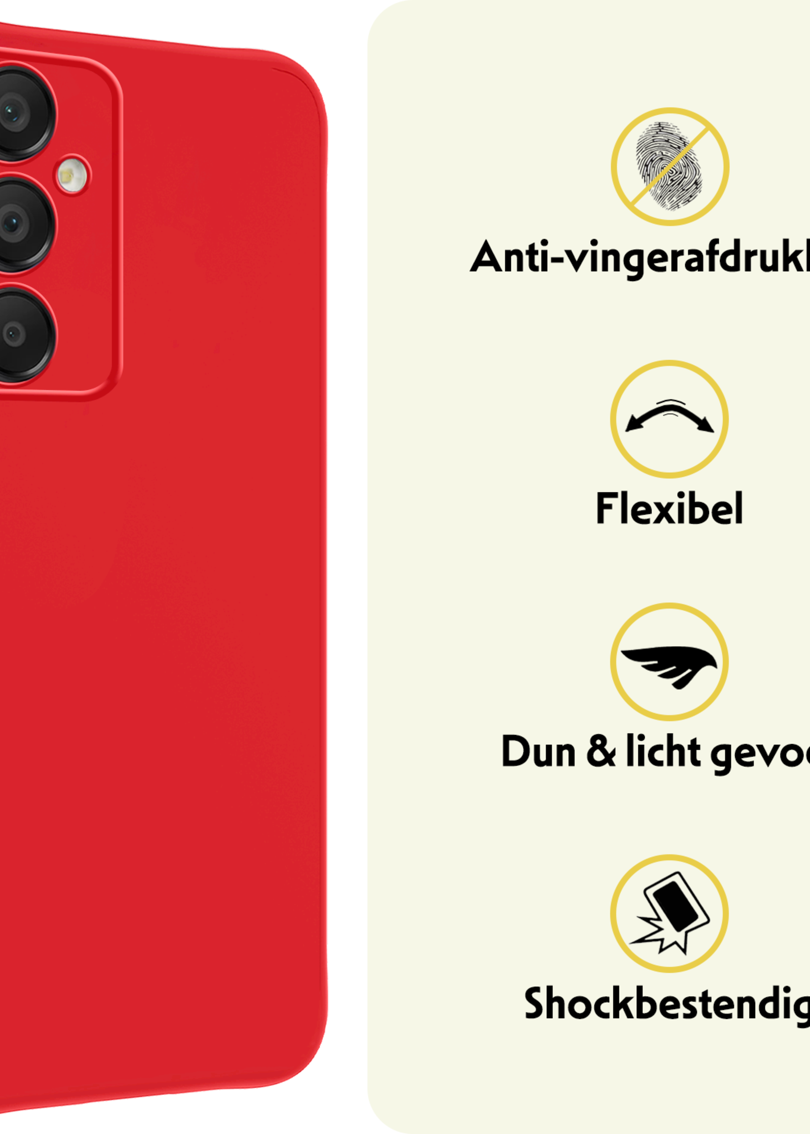 LUQ Hoesje Geschikt voor Samsung A16 Hoesje Siliconen Case Met Screenprotector - Hoes Geschikt voor Samsung Galaxy A16 Hoes Siliconen - Rood