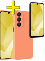 LUQ LUQ Samsung Galaxy A16 Hoesje Siliconen Met Screenprotector - Perzik