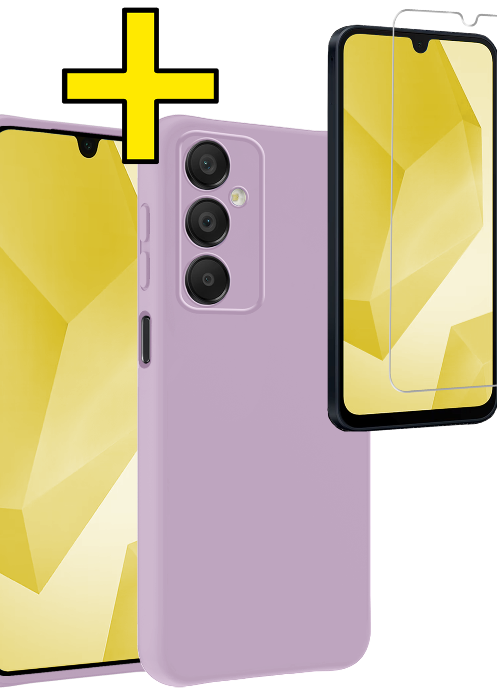 LUQ Hoesje Geschikt voor Samsung A16 Hoesje Siliconen Case Met Screenprotector - Hoes Geschikt voor Samsung Galaxy A16 Hoes Siliconen - Lila