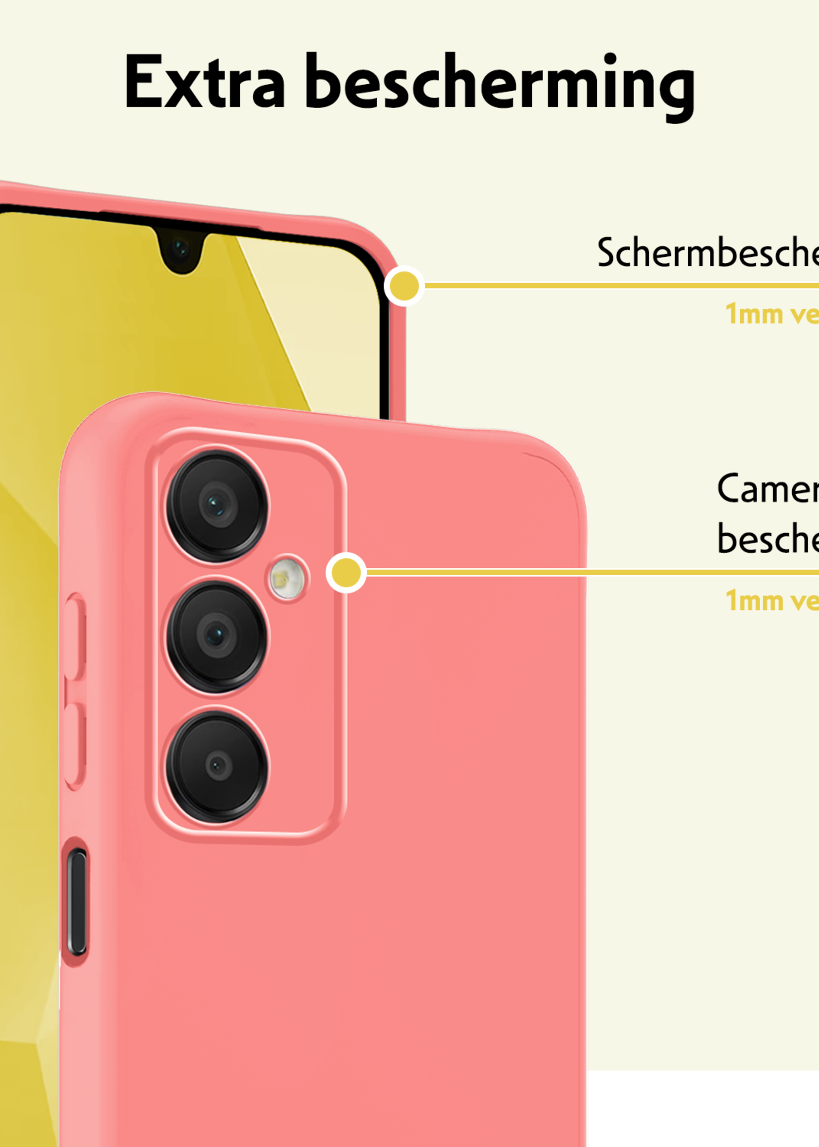 LUQ Hoesje Geschikt voor Samsung A16 Hoesje Siliconen Case Met Screenprotector - Hoes Geschikt voor Samsung Galaxy A16 Hoes Siliconen - Lichtroze