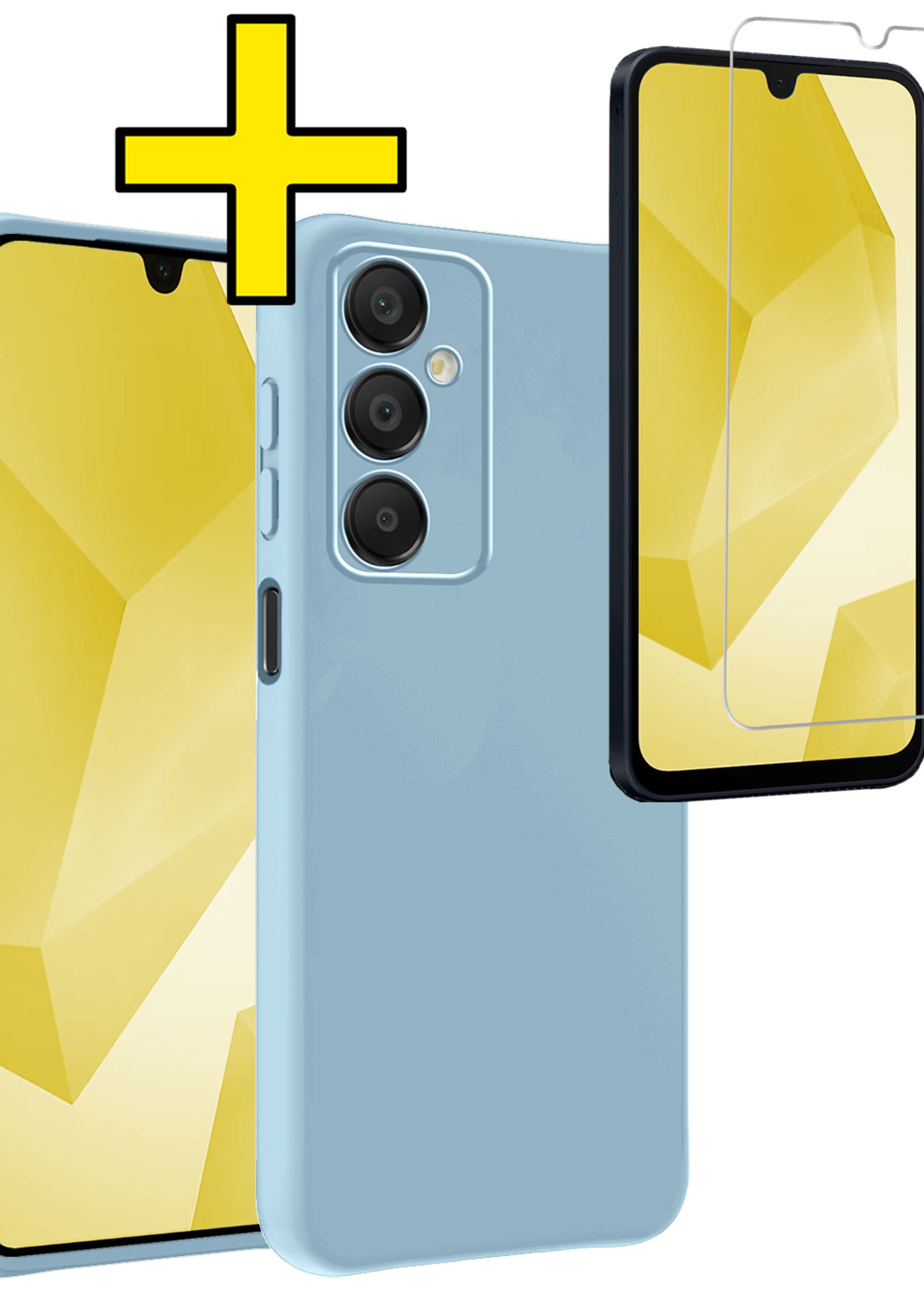 LUQ Hoesje Geschikt voor Samsung A16 Hoesje Siliconen Case Met Screenprotector - Hoes Geschikt voor Samsung Galaxy A16 Hoes Siliconen - Lichtblauw