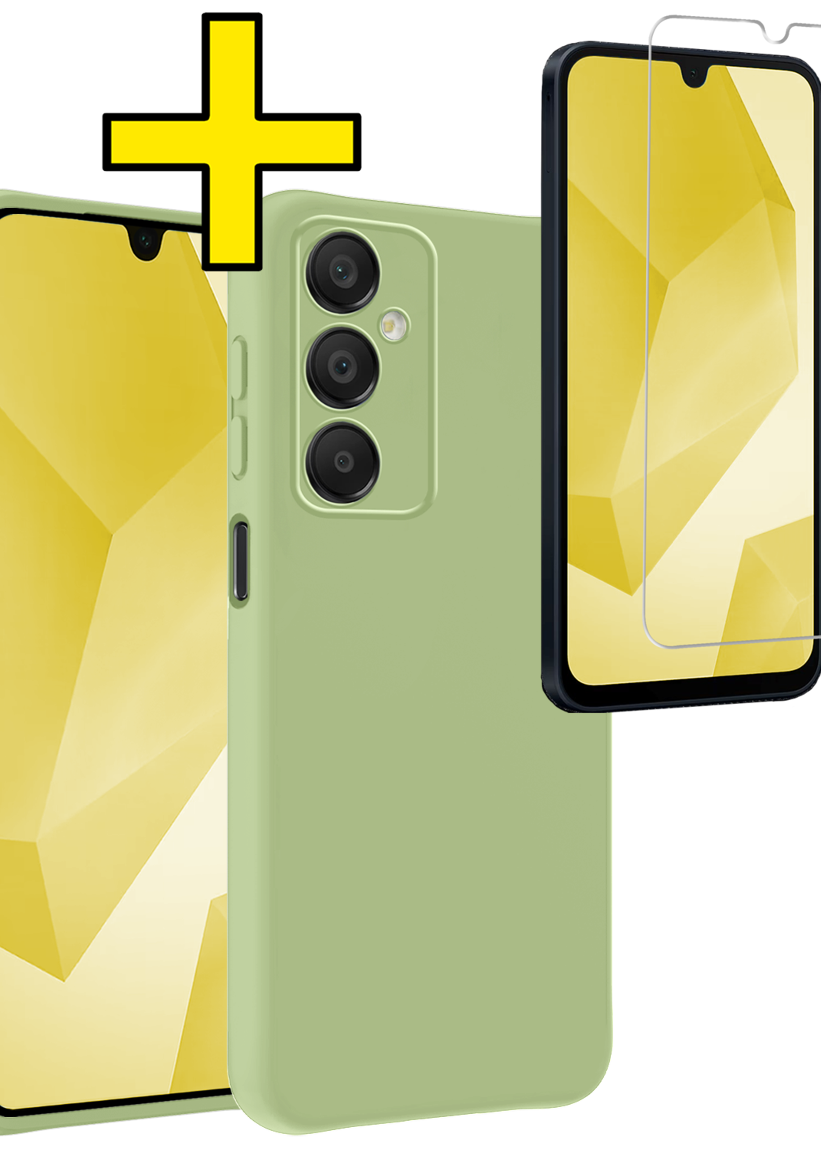 LUQ Hoesje Geschikt voor Samsung A16 Hoesje Siliconen Case Met Screenprotector - Hoes Geschikt voor Samsung Galaxy A16 Hoes Siliconen - Groen