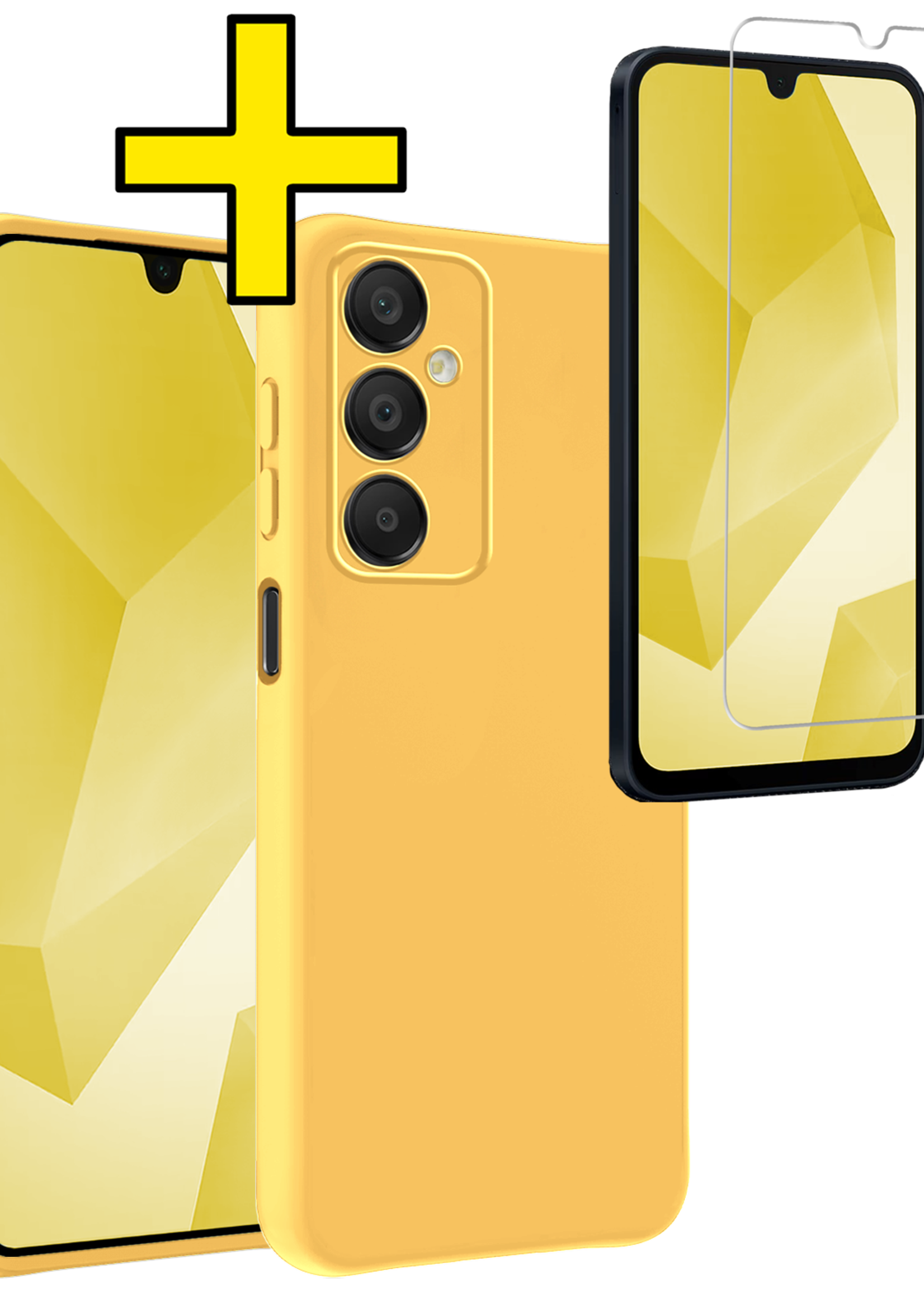 LUQ Hoesje Geschikt voor Samsung A16 Hoesje Siliconen Case Met Screenprotector - Hoes Geschikt voor Samsung Galaxy A16 Hoes Siliconen - Geel