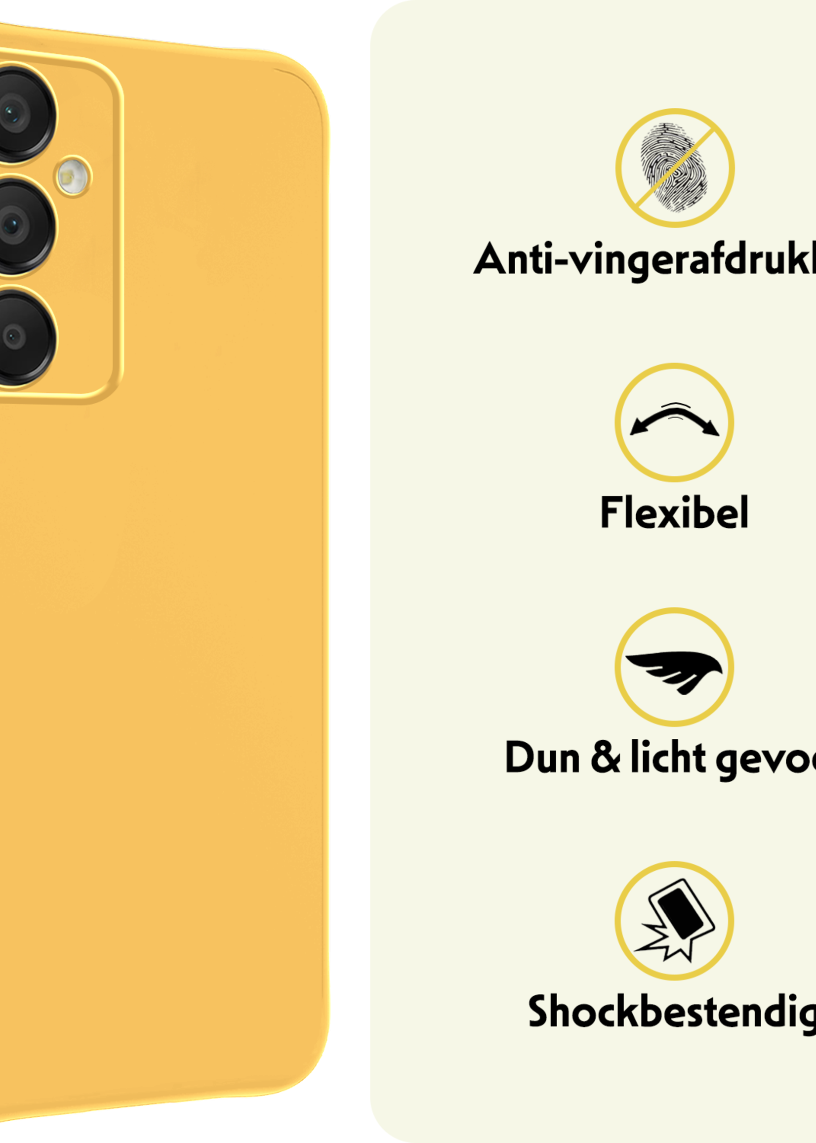 LUQ Hoesje Geschikt voor Samsung A16 Hoesje Siliconen Case Met Screenprotector - Hoes Geschikt voor Samsung Galaxy A16 Hoes Siliconen - Geel