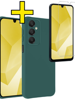 LUQ LUQ Samsung Galaxy A16 Hoesje Siliconen Met Screenprotector - Donkergroen