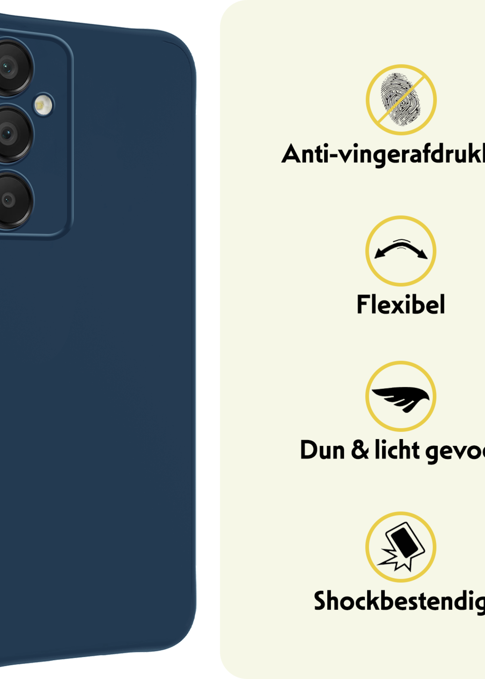 LUQ Hoesje Geschikt voor Samsung A16 Hoesje Siliconen Case Met Screenprotector - Hoes Geschikt voor Samsung Galaxy A16 Hoes Siliconen - Donkerblauw