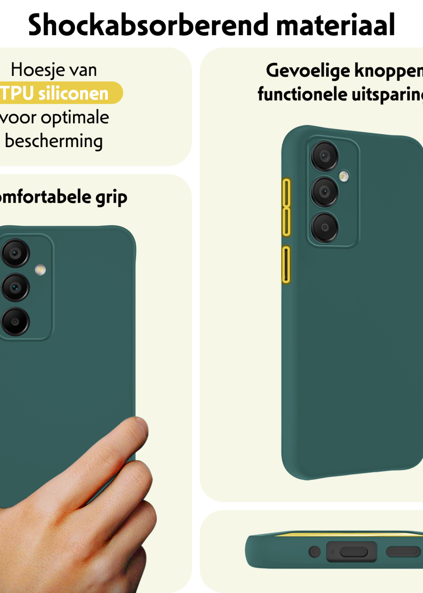 LUQ Hoesje Geschikt voor Samsung A16 Hoesje Siliconen Case - Hoes Geschikt voor Samsung Galaxy A16 Hoes Siliconen - Donkergroen