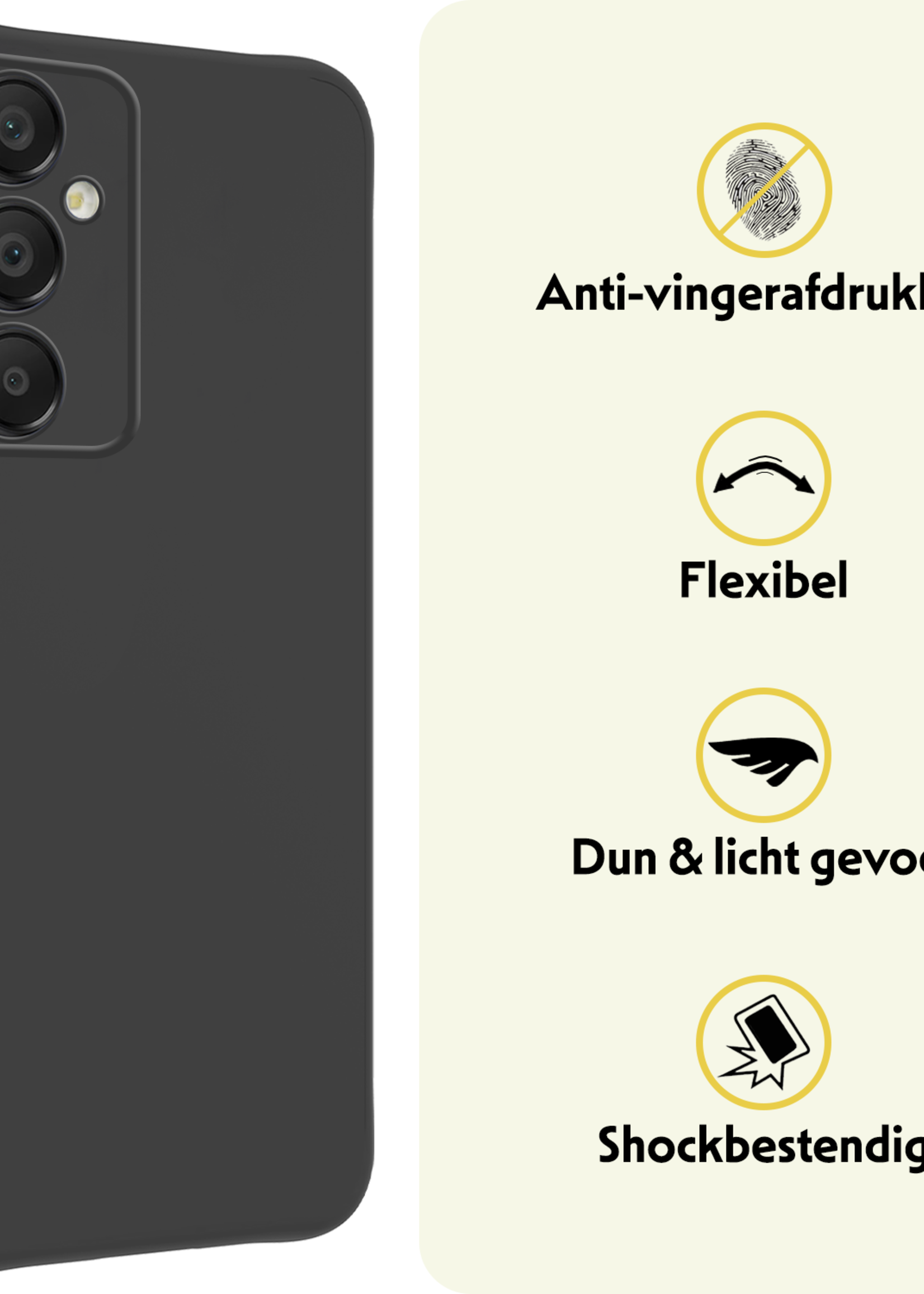 LUQ Hoesje Geschikt voor Samsung A16 Hoesje Siliconen Case - Hoes Geschikt voor Samsung Galaxy A16 Hoes Siliconen - Zwart - 2 Stuks