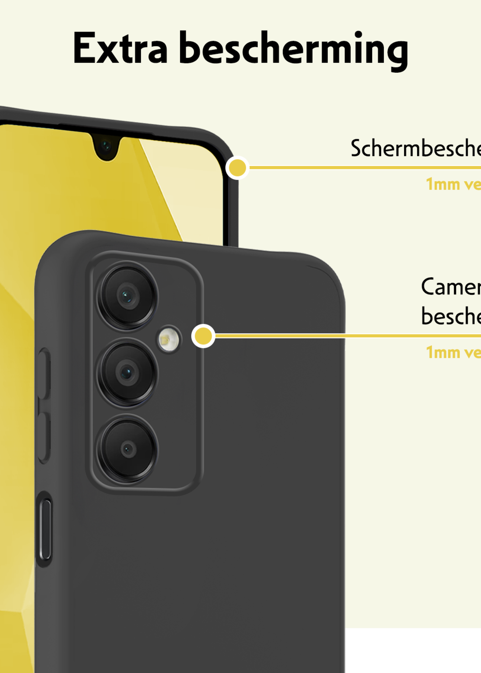 LUQ Hoesje Geschikt voor Samsung A16 Hoesje Siliconen Case - Hoes Geschikt voor Samsung Galaxy A16 Hoes Siliconen - Zwart - 2 Stuks